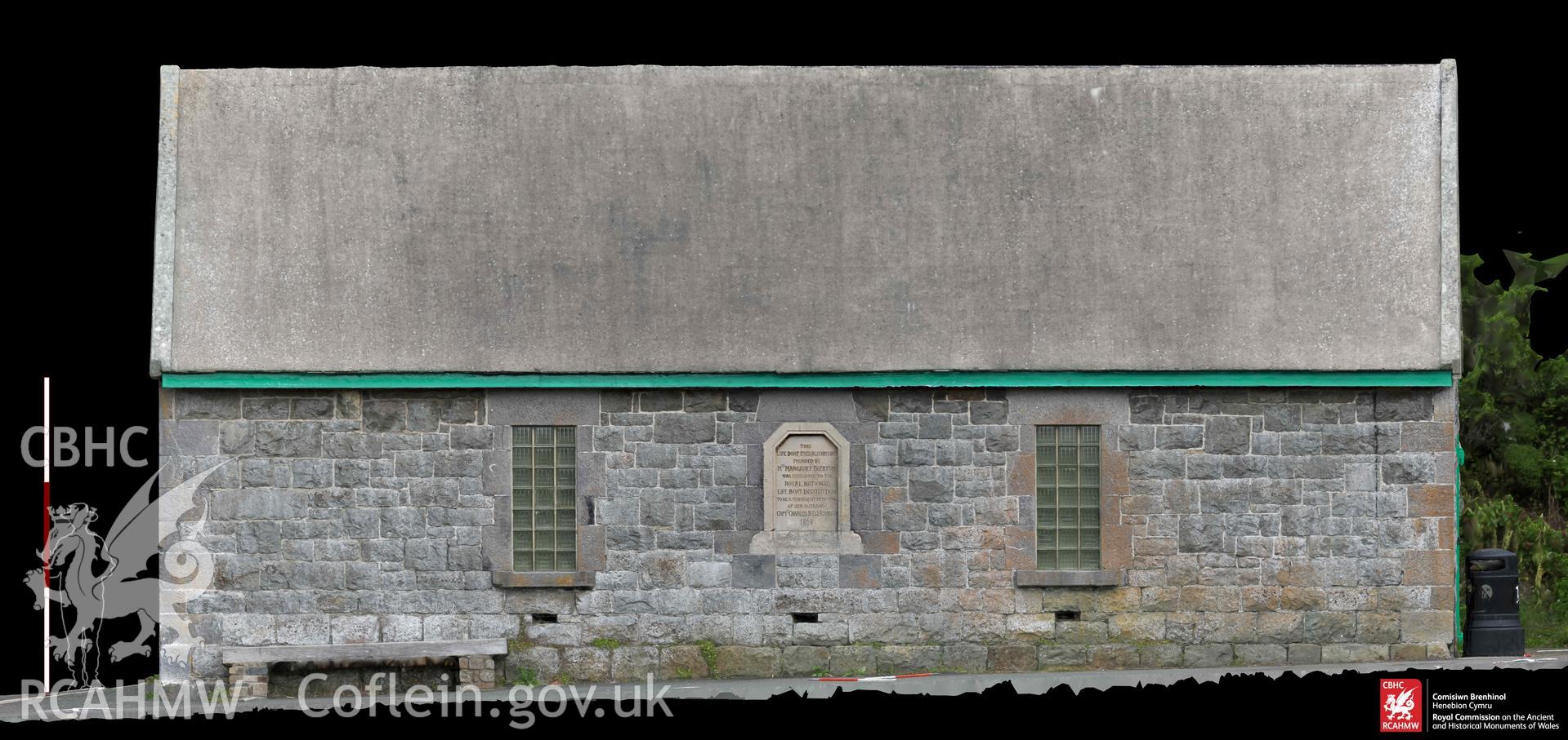 Old lifeboat station Solva, orthomosaic of the harbour-side (southeast) elevation. Scale is 3m.