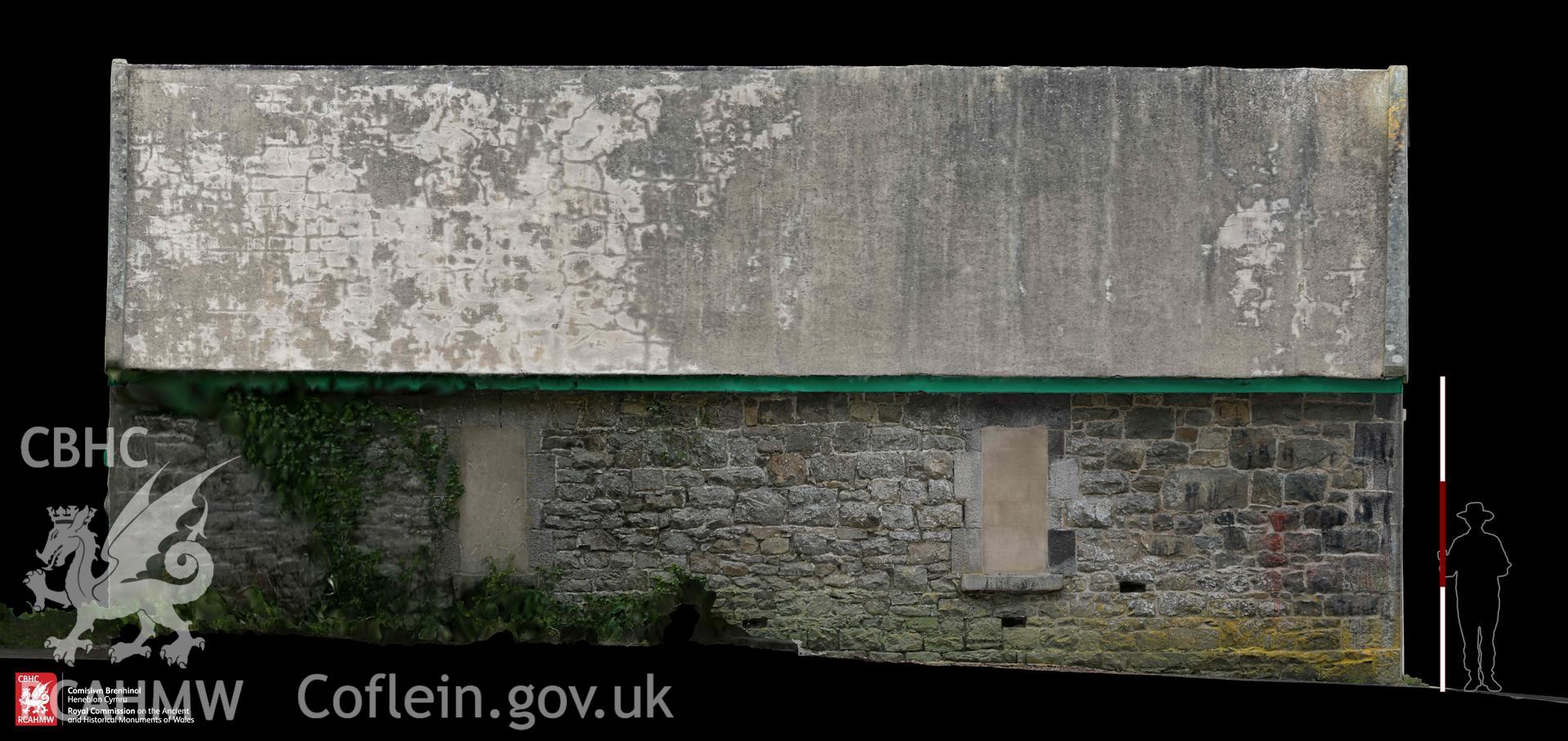 Old lifeboat station Solva, orthomosaic of the northwest elevation, facing the cliff. Scale is 3m.