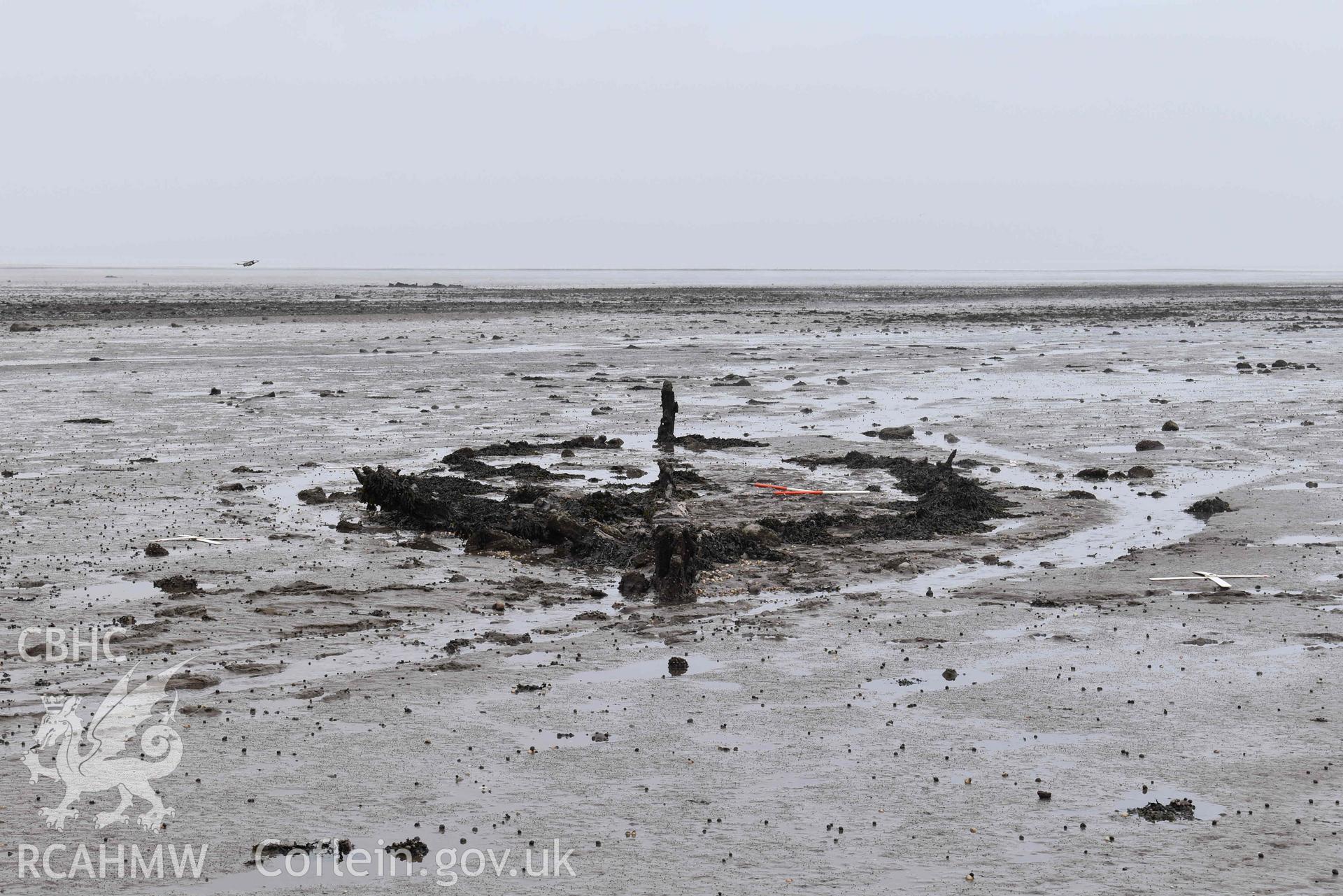 Mumbles Wreck 1. Ground-level view, looking from bow to stern, on 08/05/2024 during a photogrammetry survey.