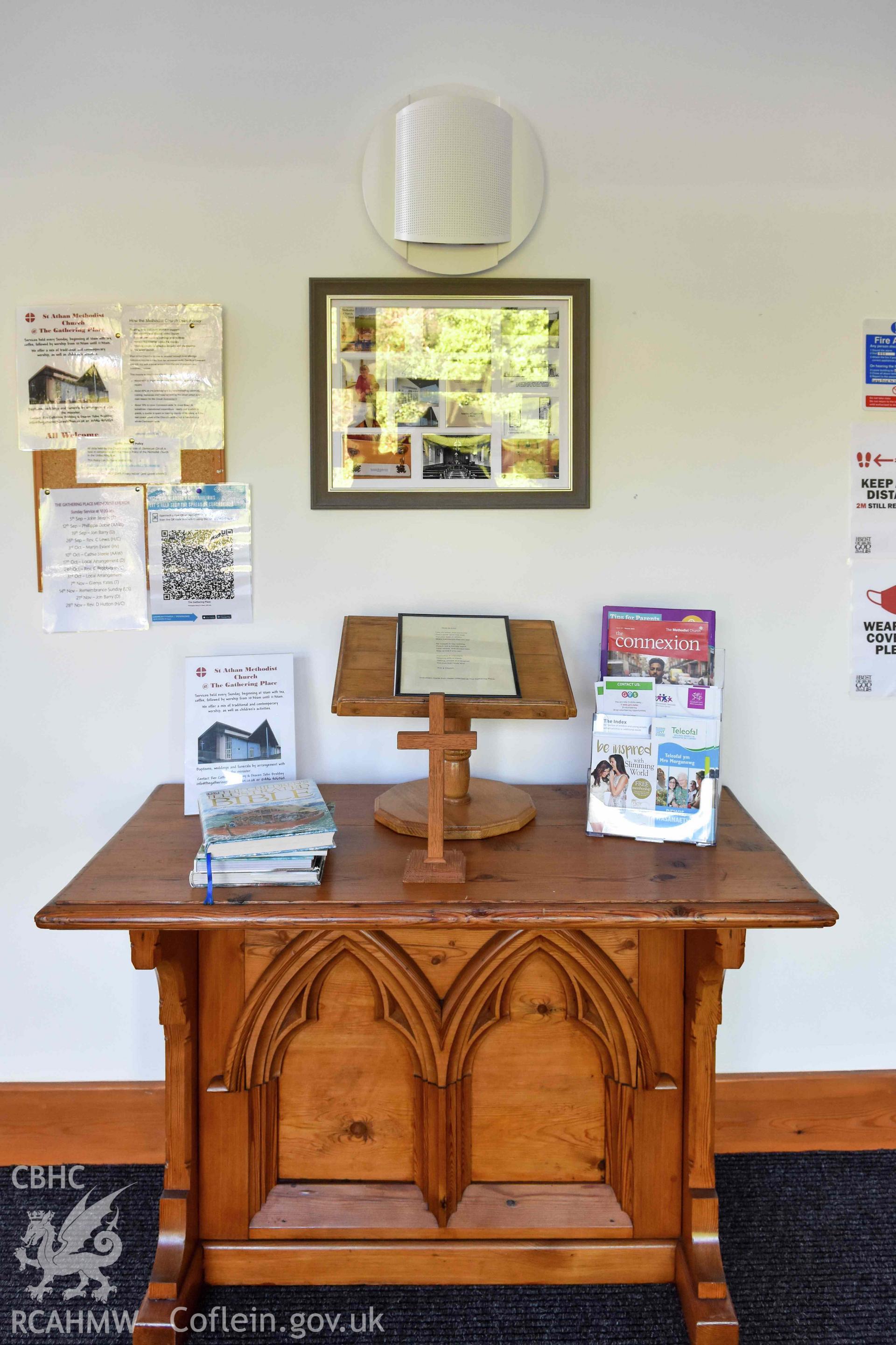 The Gathering Place, foyer display of information from previous chapels