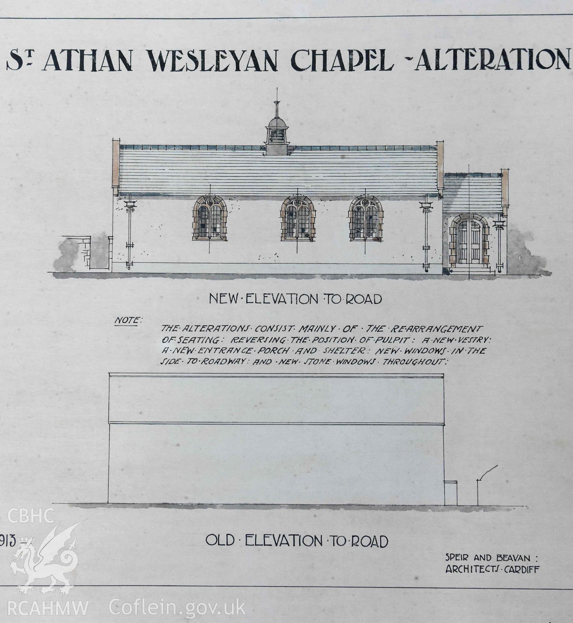 The Gathering Place, historic elevations of the old Weslayan Chapel (NPRN 9245)