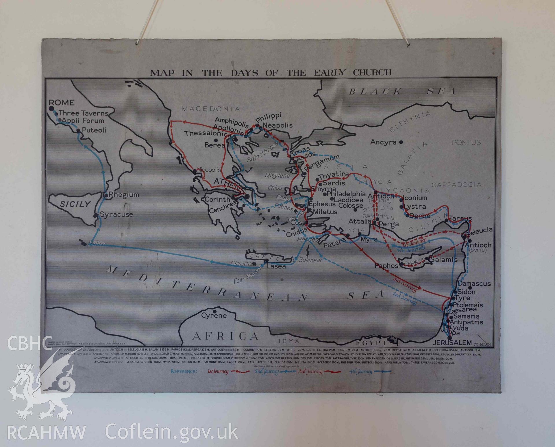Blaenannerch Chapel, vestry - detail of map on wall