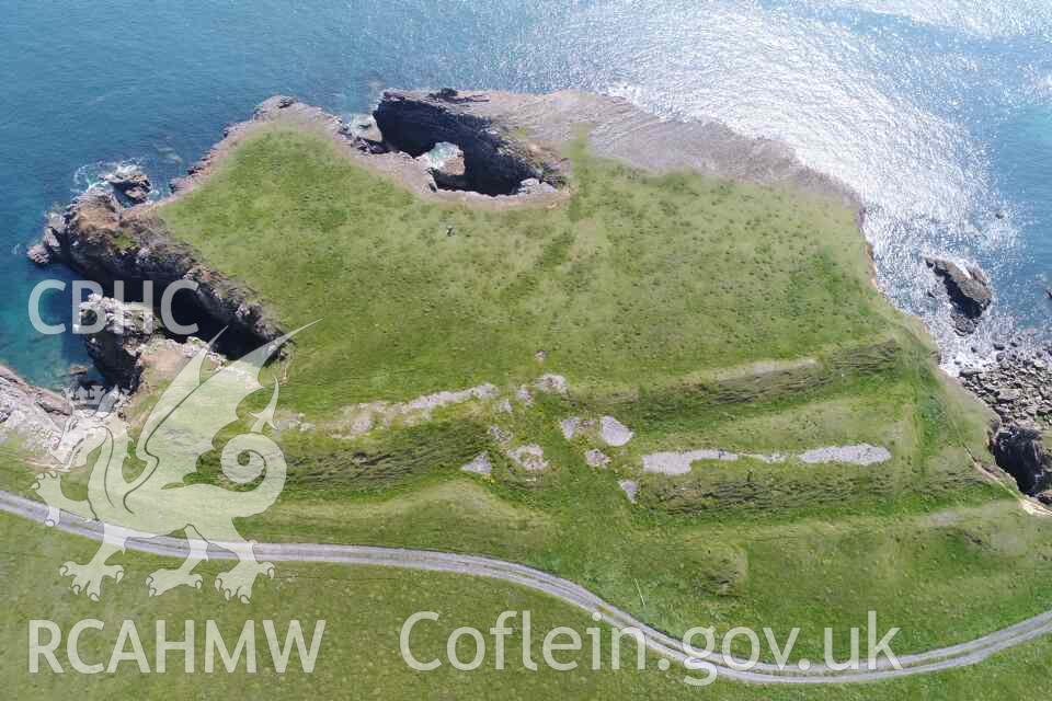 Linney Head Camp. Vertical UAV image of the defences.