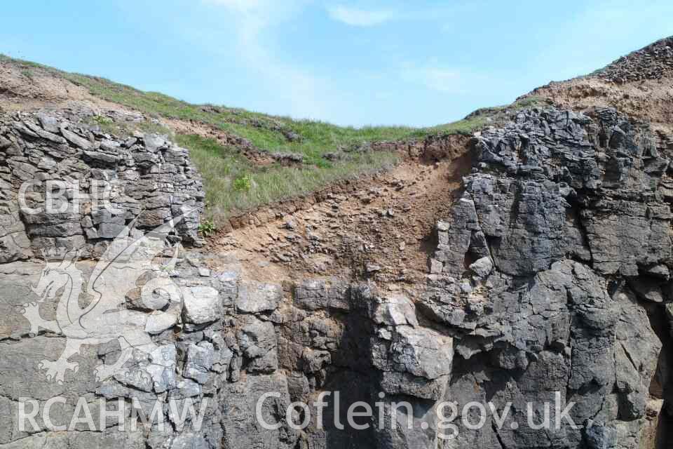 Linney Head Camp. UAV image of the exposed bank profile at western end of promotory.