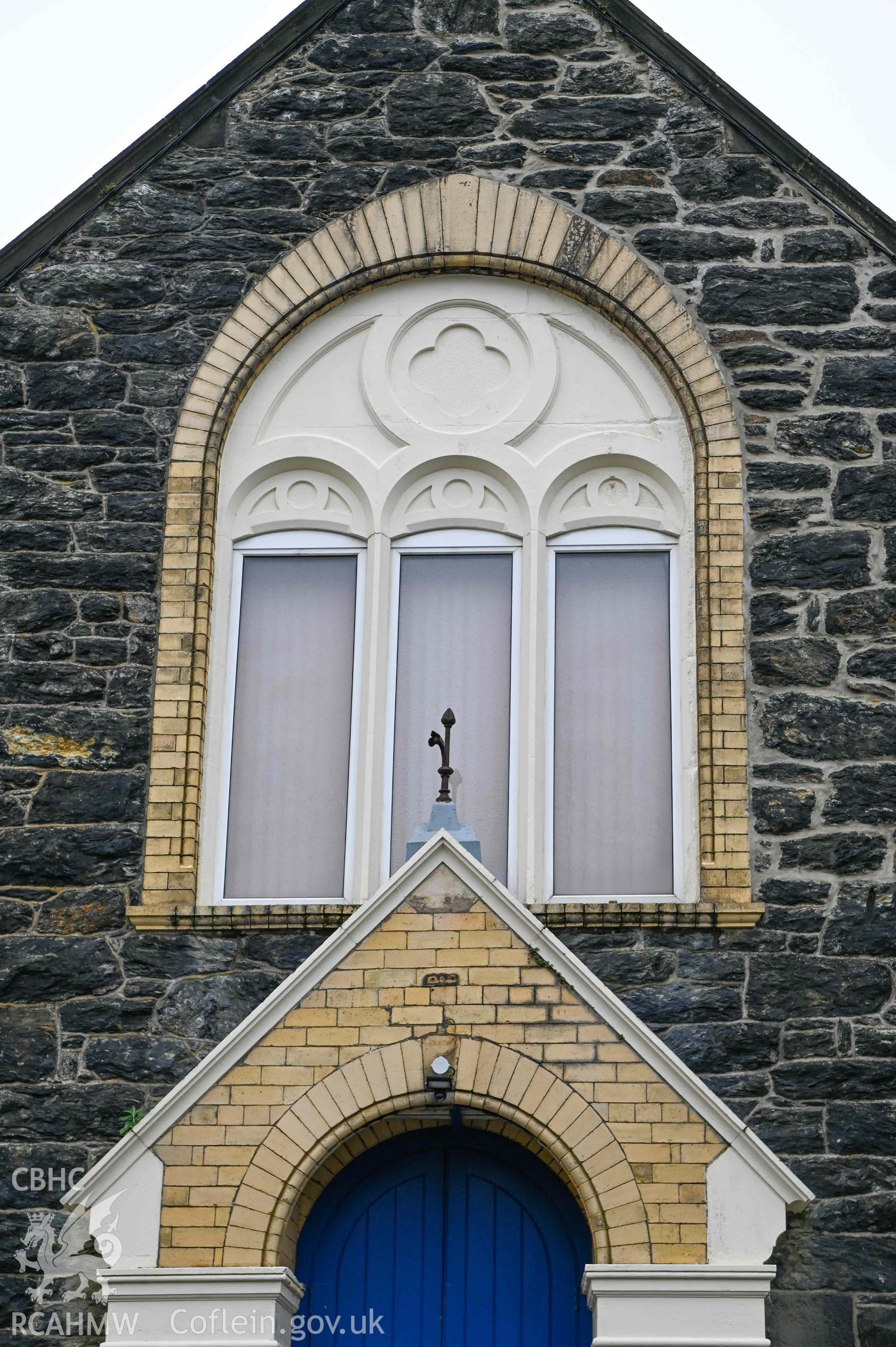 Beersheba Welsh Calvinistic Methodist Chapel - Detailed view of the entrance window of the schoolhouse, taken from North-West