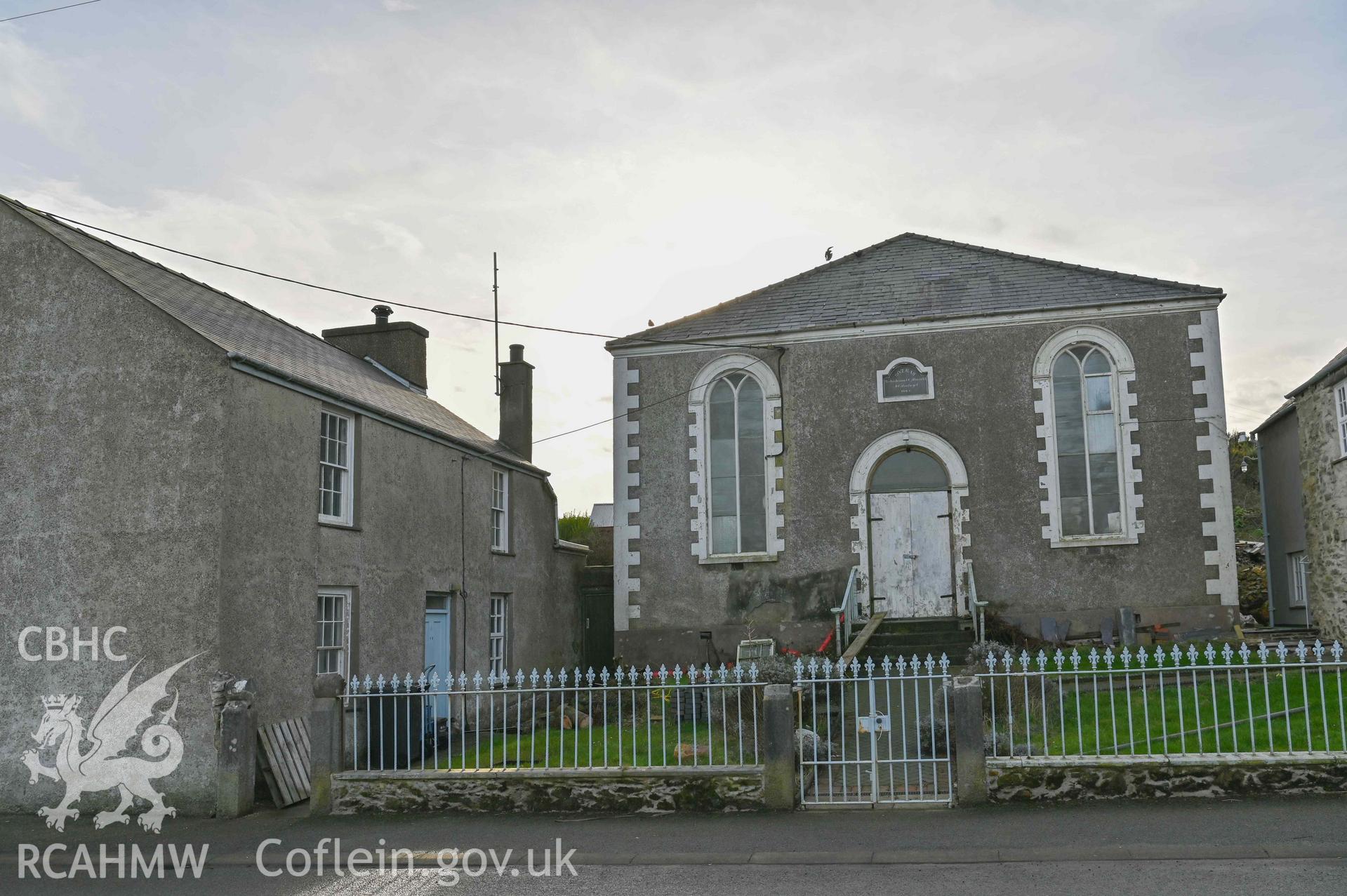 Bosrah Welsh Calvinistic Methodist Chapel - View of the chapel and an adjacent house, taken from North-East