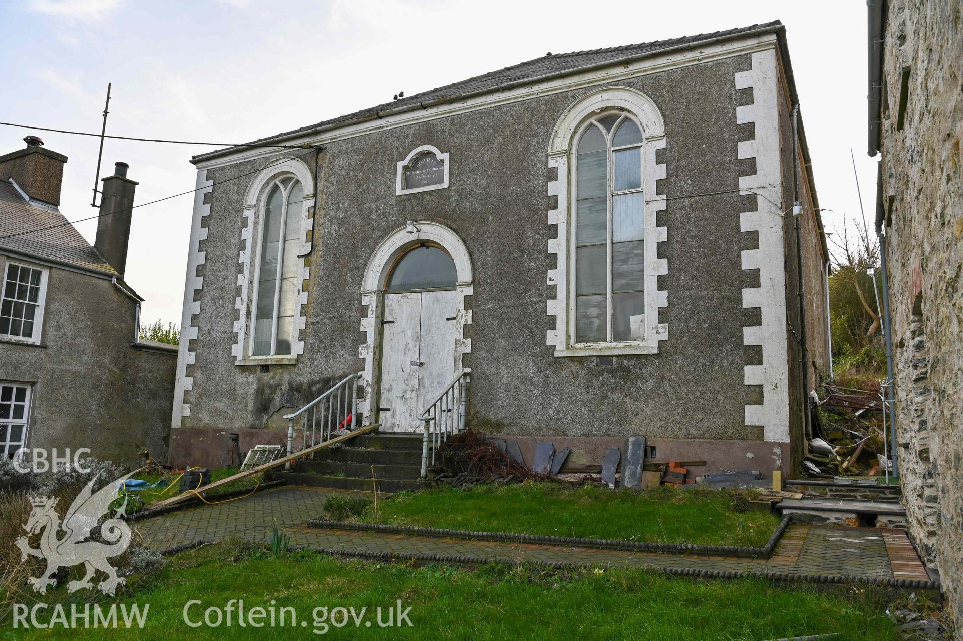 Bosrah Welsh Calvinistic Methodist Chapel - View of the front of the chapel, side partially visible, taken from North