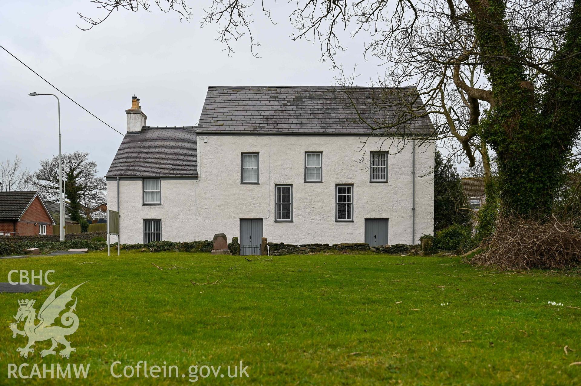 Capel and Ty Cildwrn - View of the chapel and house from the rear, taken from East