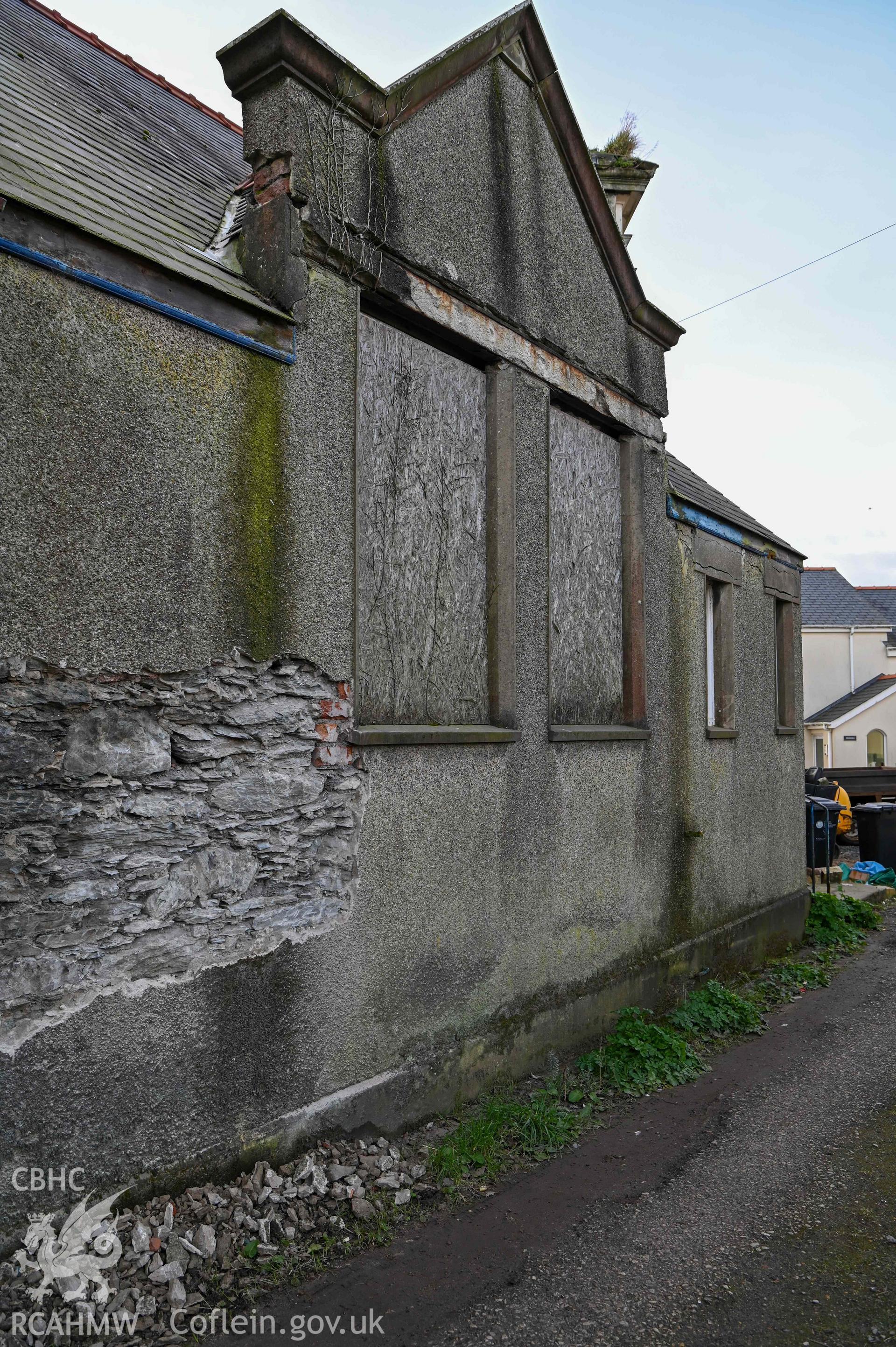 Carmel Welsh Independent Chapel - View of façade on the side of the building, taken from South-East