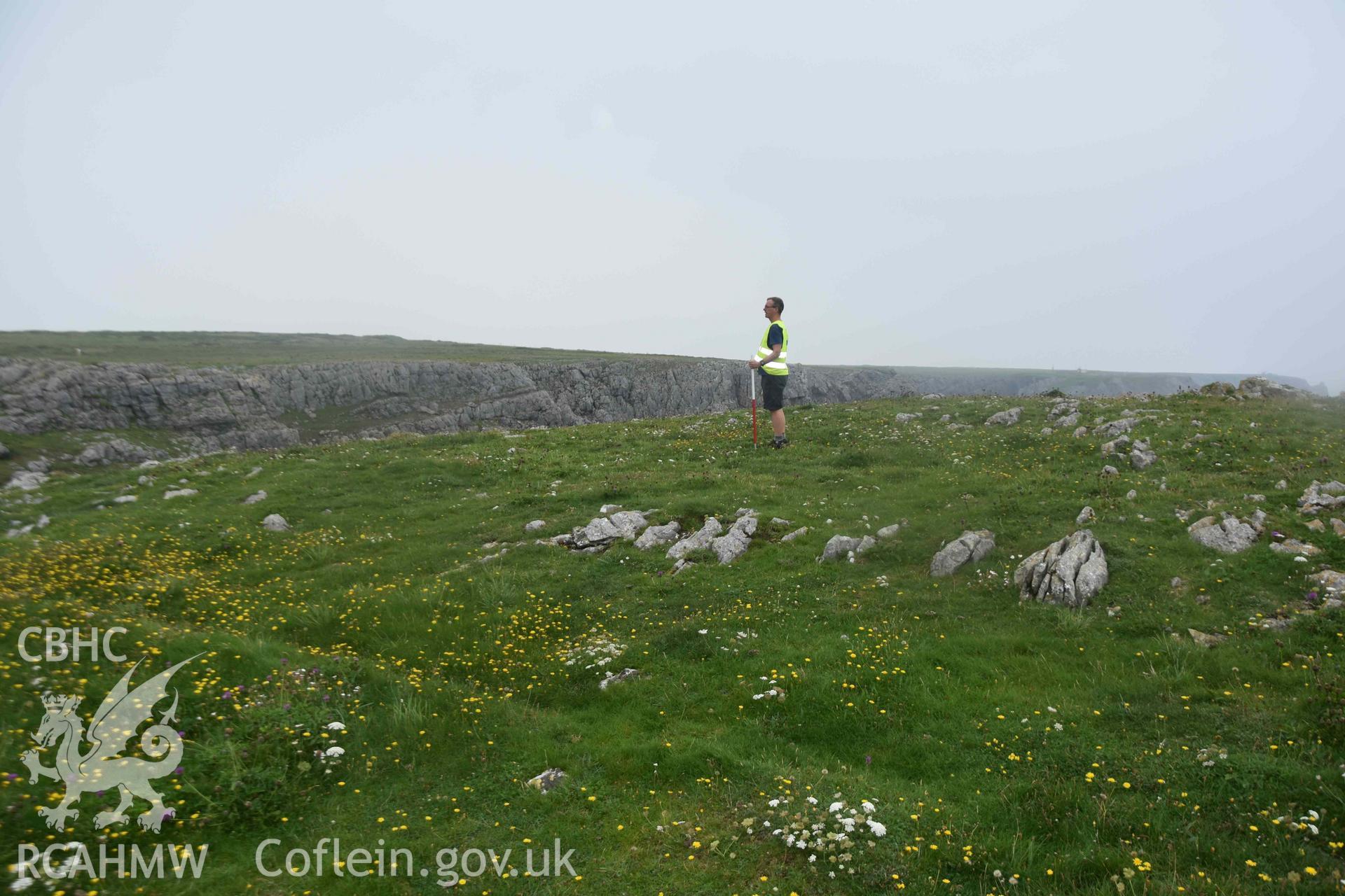 Looking west across possible platform in the  interior of the promontory enclosure