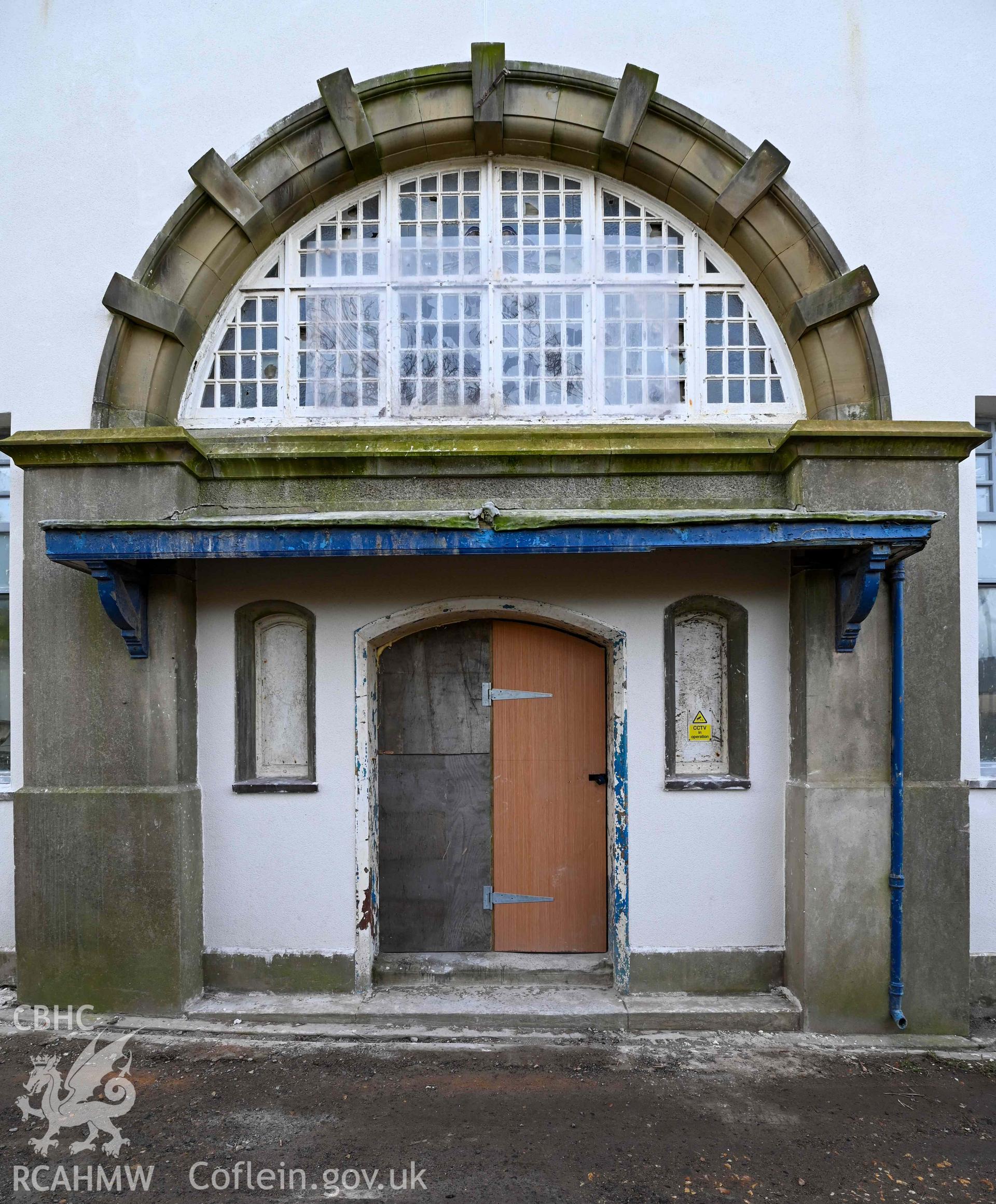 Carmel Welsh Independent Chapel - View of side entrance door and small windows either side