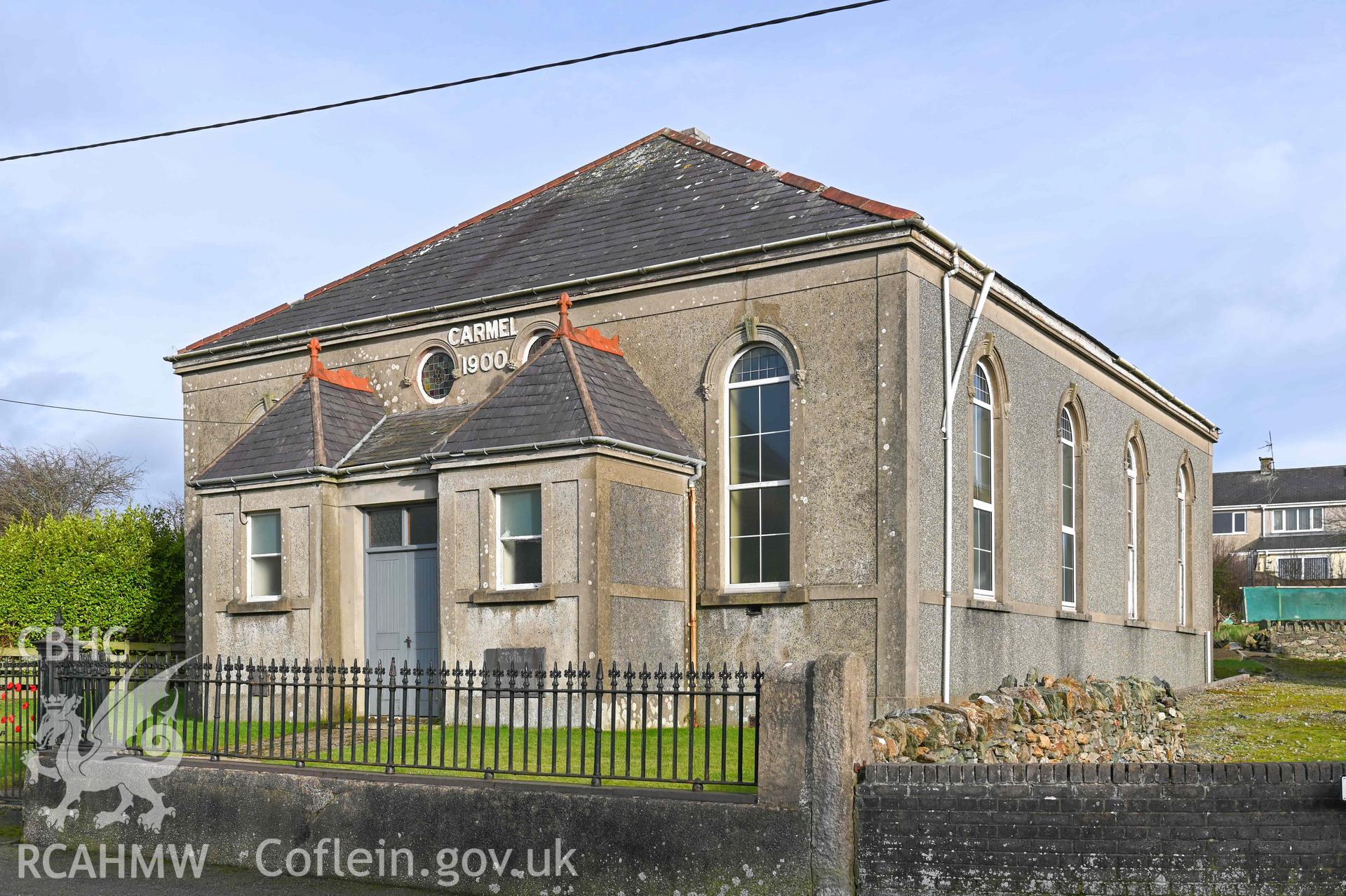 Carmel Welsh Baptist Church - View of the front and side of the church, taken from South-West