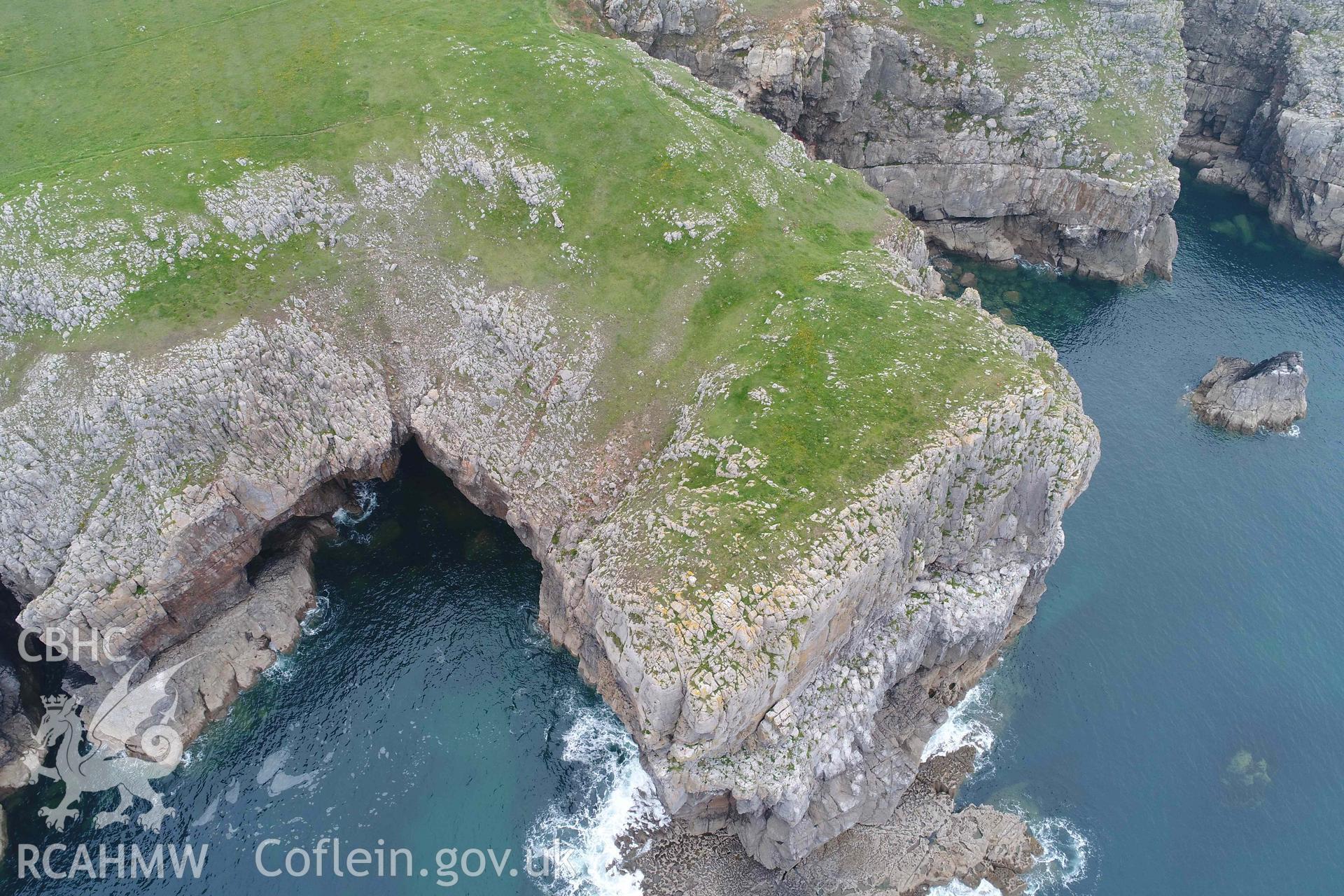 UAV image looking northeast across Crickmail Down promonoty enclosure.