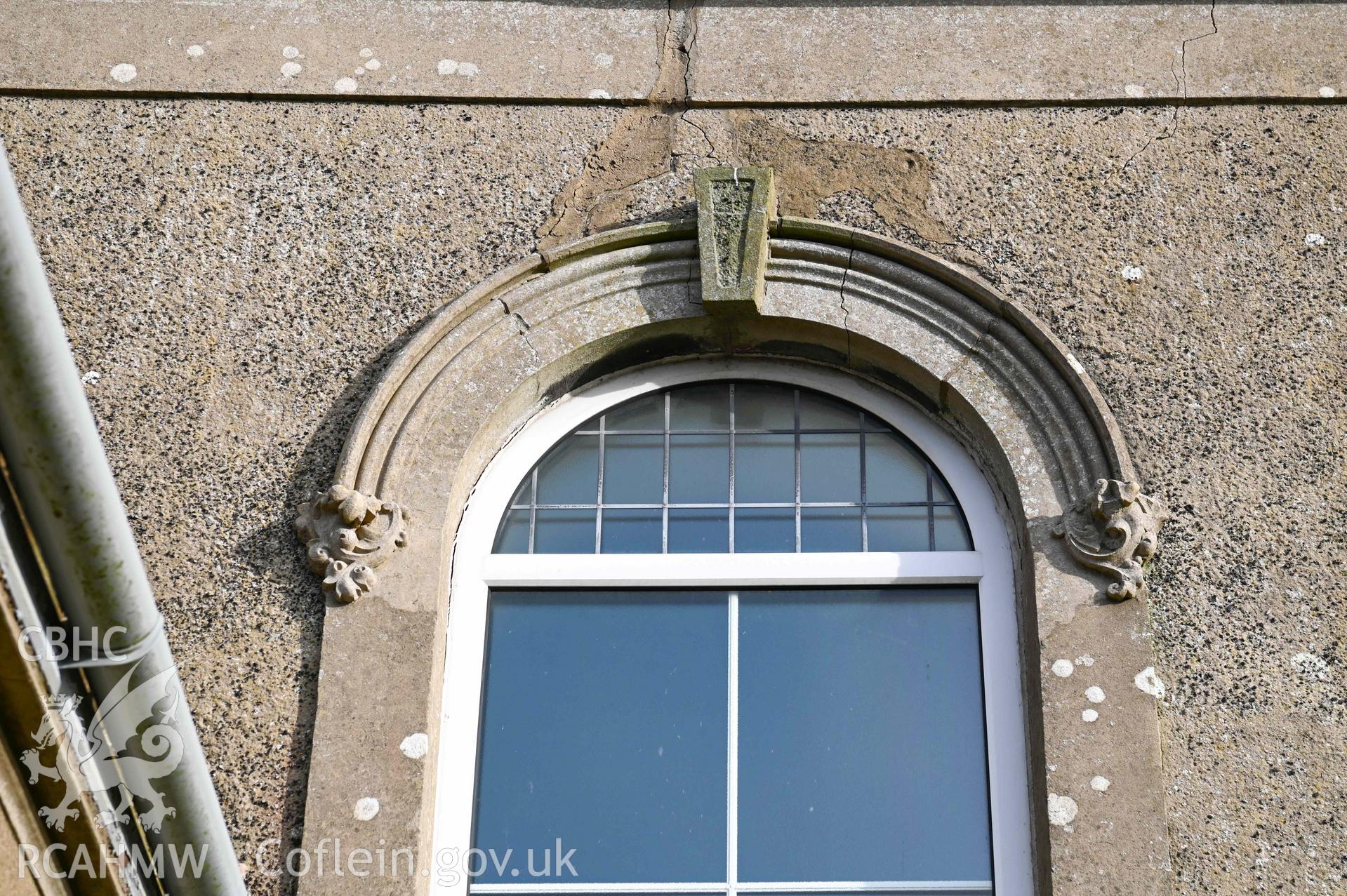 Carmel Welsh Baptist Church - Detailed view of the upper part of the window on the church front, taken from West