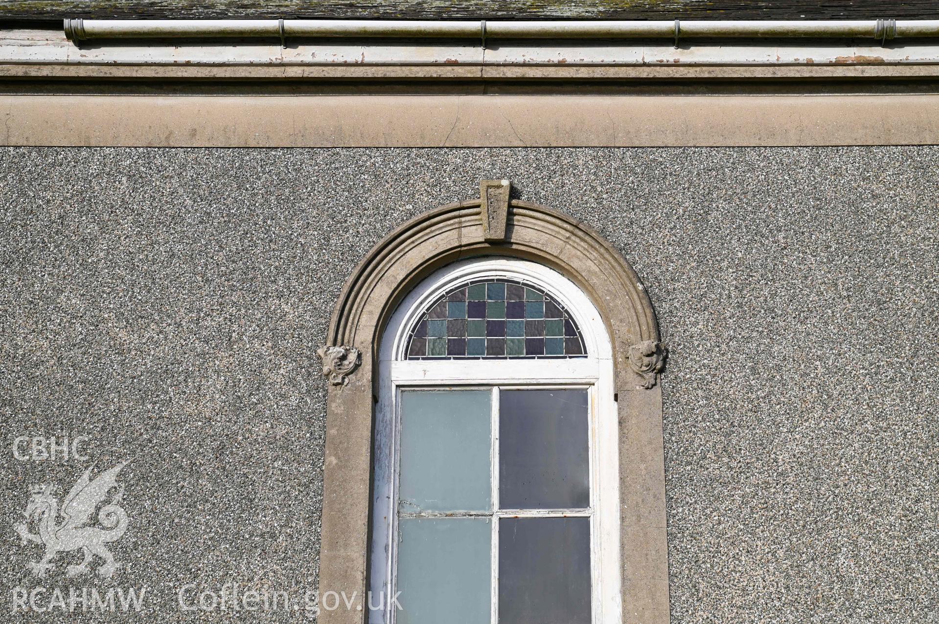 Carmel Welsh Baptist Church - Detailed view of the upper part of the window, taken from South