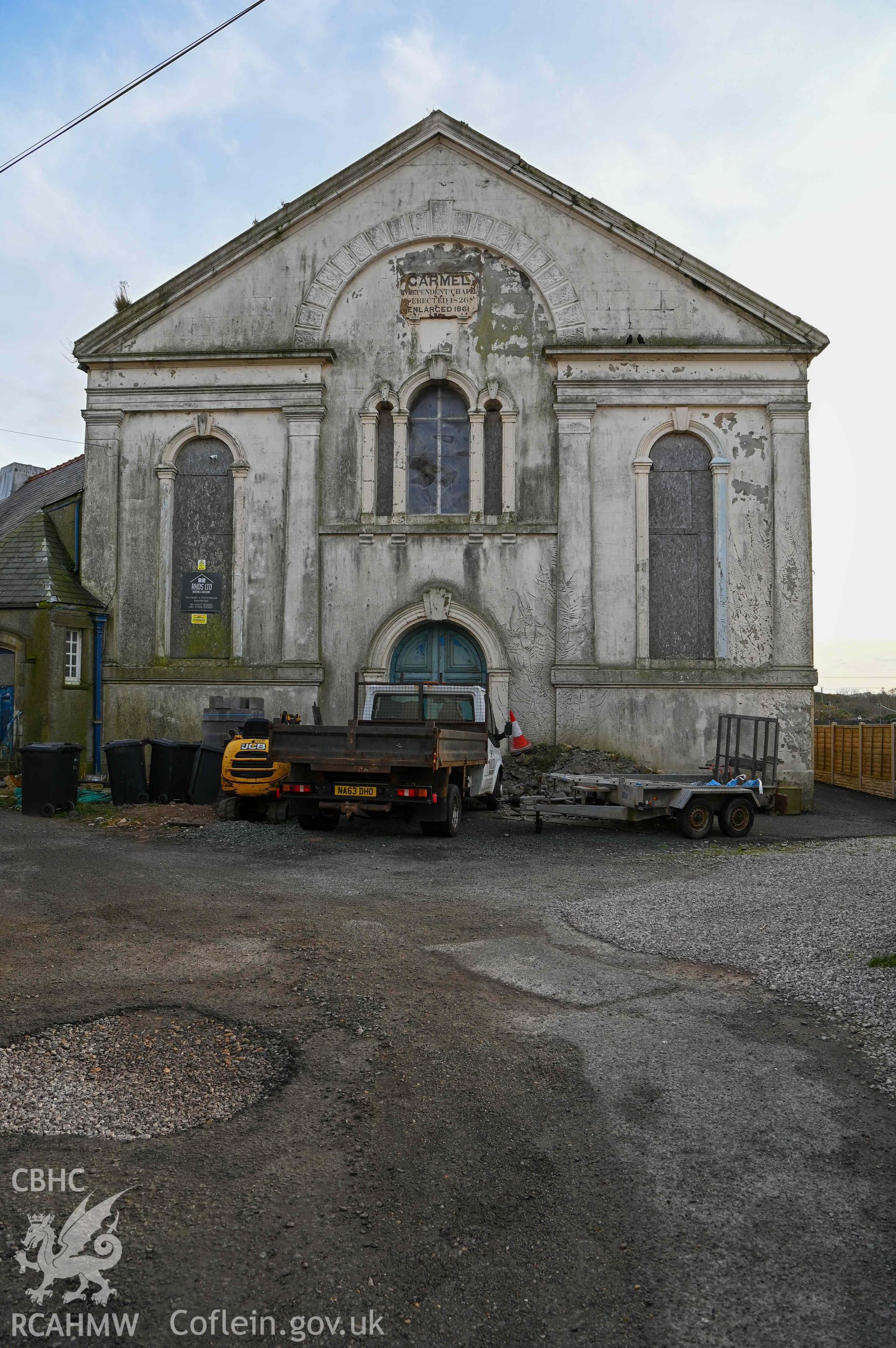 Carmel Welsh Independent Chapel - View of front of building, taken from North