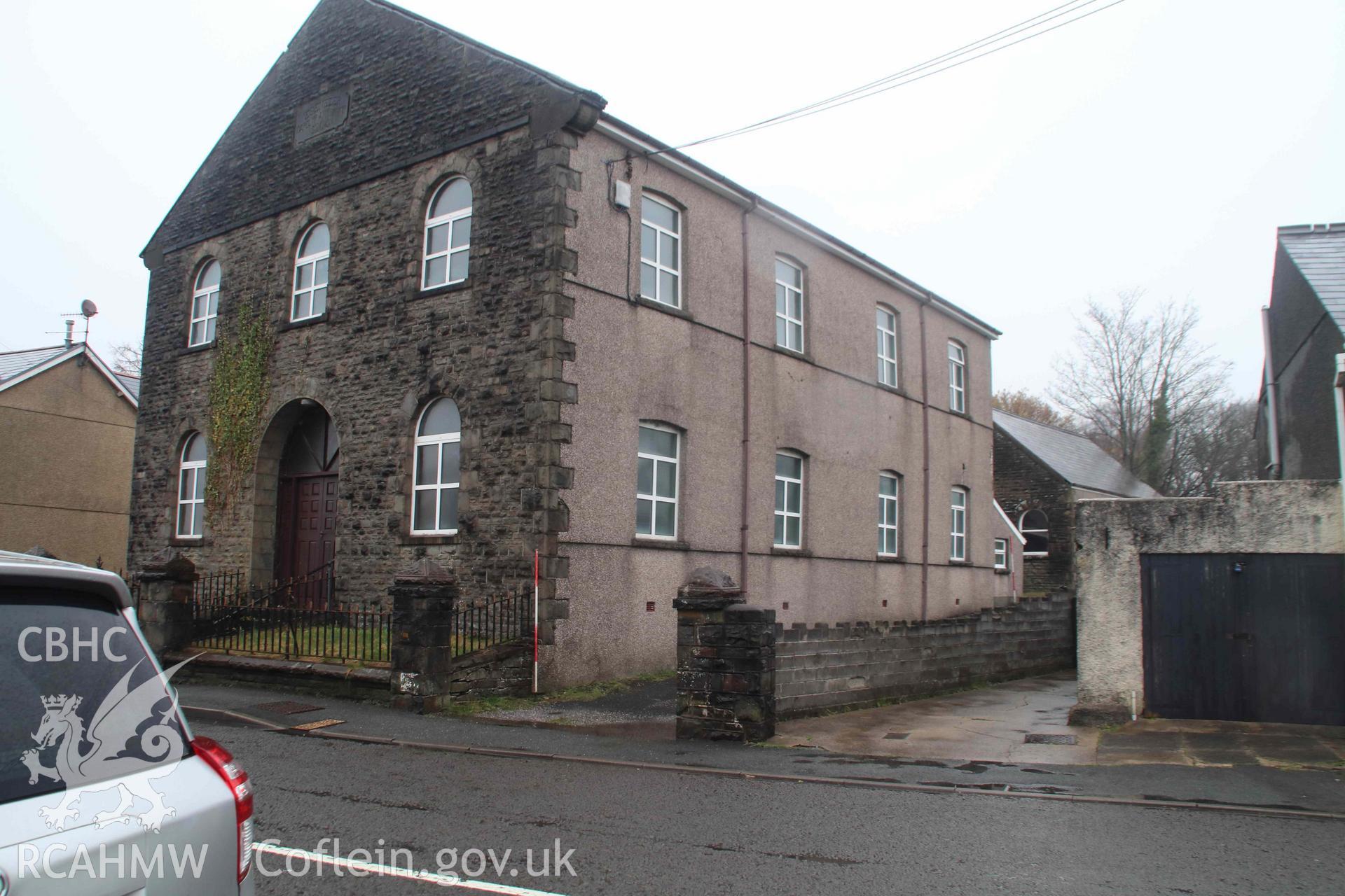 Photograph showing Ebenezer Chapel 1904 – Exterior views, from an Archaeological Building Investigation & Recording of Ebenezer chapel, Rhos, carried out by HRS Wales in 2023.