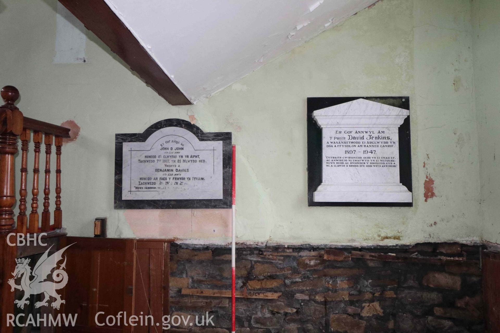 Photograph showing Ebenezer Chapel 1904 - interior, from an Archaeological Building Investigation & Recording of Ebenezer chapel, Rhos, carried out by HRS Wales in 2023.