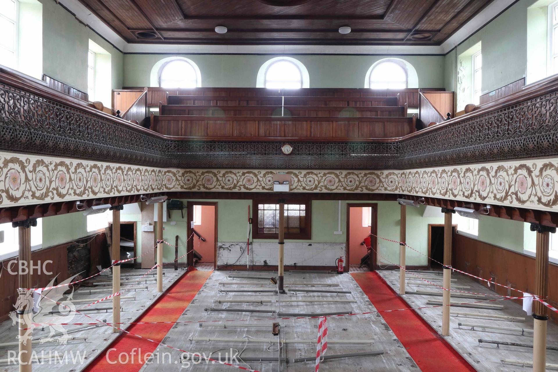 Photograph showing Ebenezer Chapel 1904 - interior, from an Archaeological Building Investigation & Recording of Ebenezer chapel, Rhos, carried out by HRS Wales in 2023.