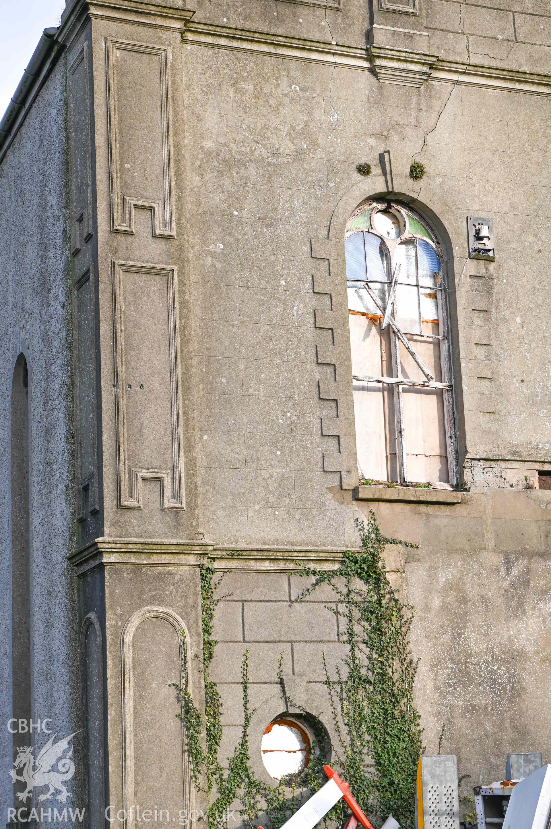 Welsh Methodist Church - Side angle view of detail on a side window, taken from South