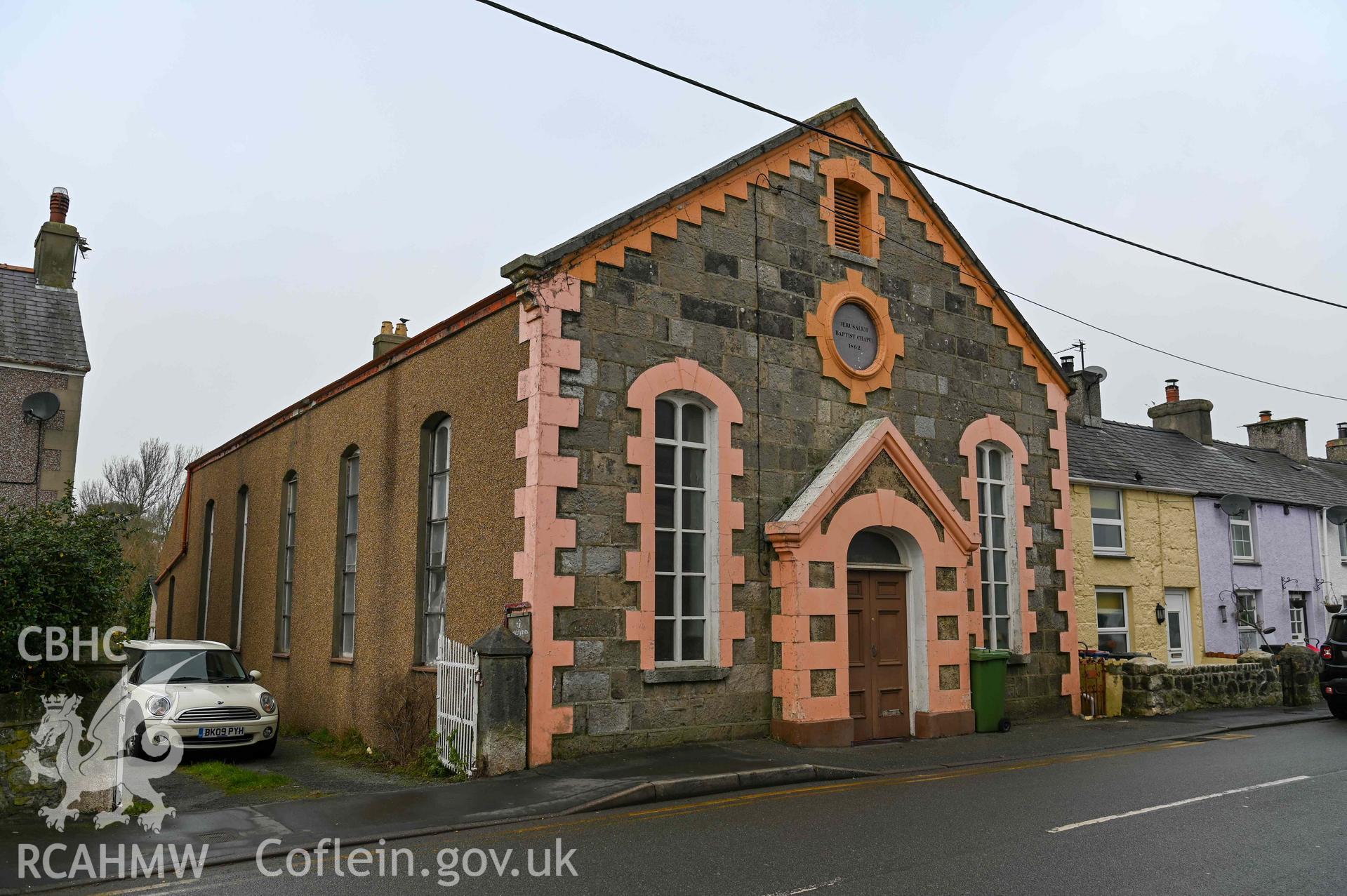 Jerusalem Welsh Baptist Church - View of the church front and side, taken from South-East