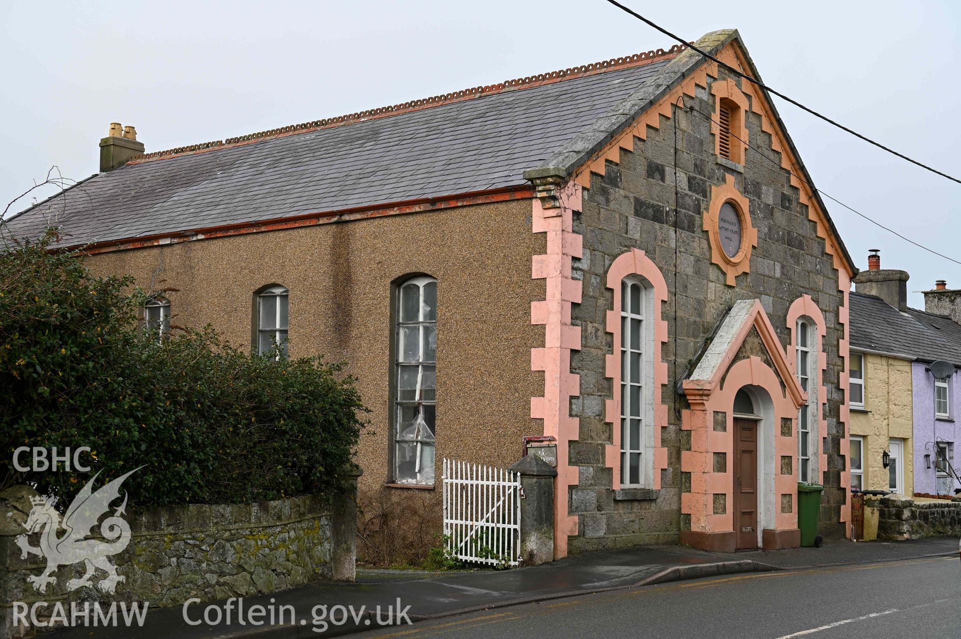 Jerusalem Welsh Baptist Church - View of the church front and side, wider angle, taken from South-East