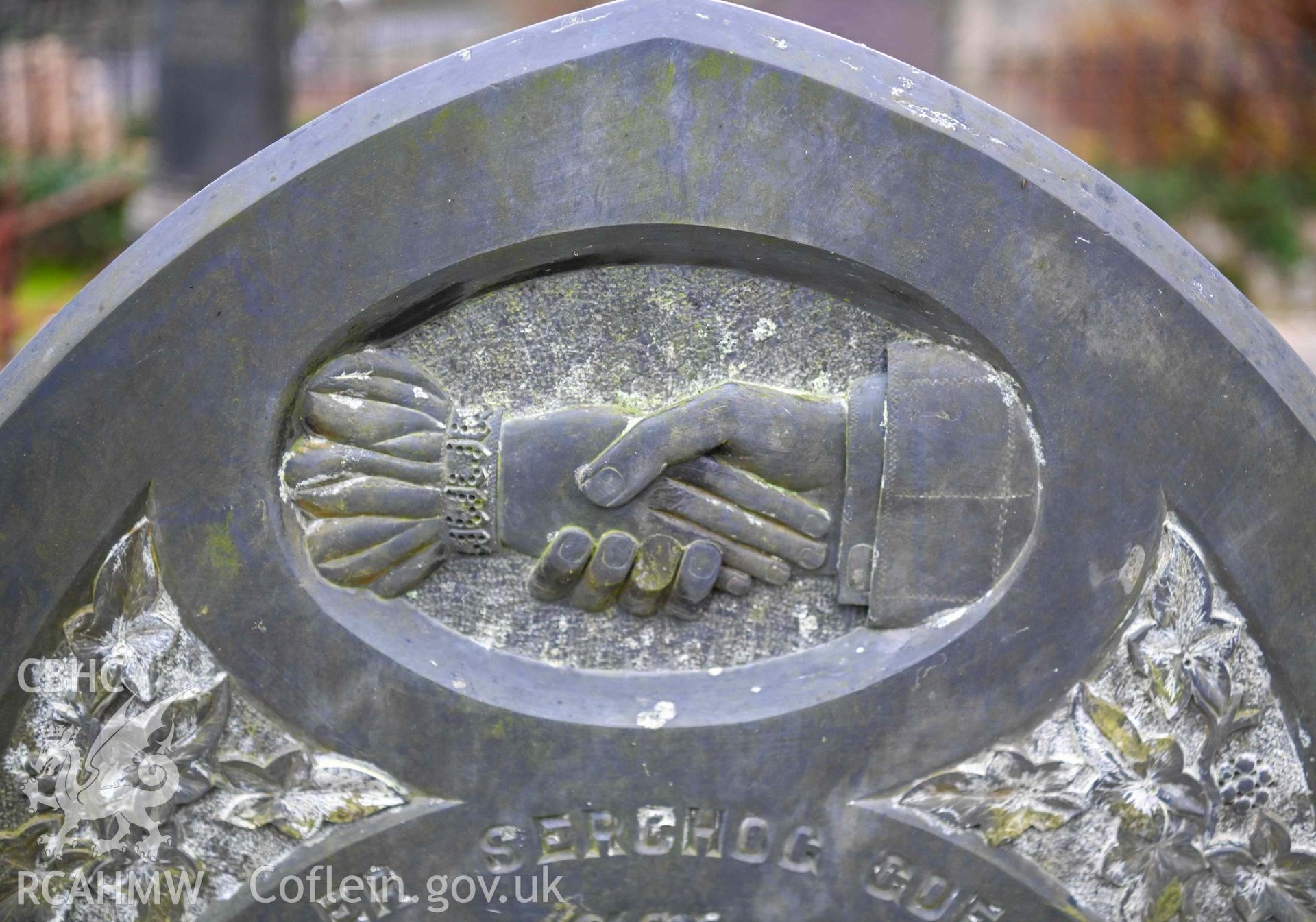 Hebron Chapel - Detailed view of a gravestone, taken from North-East