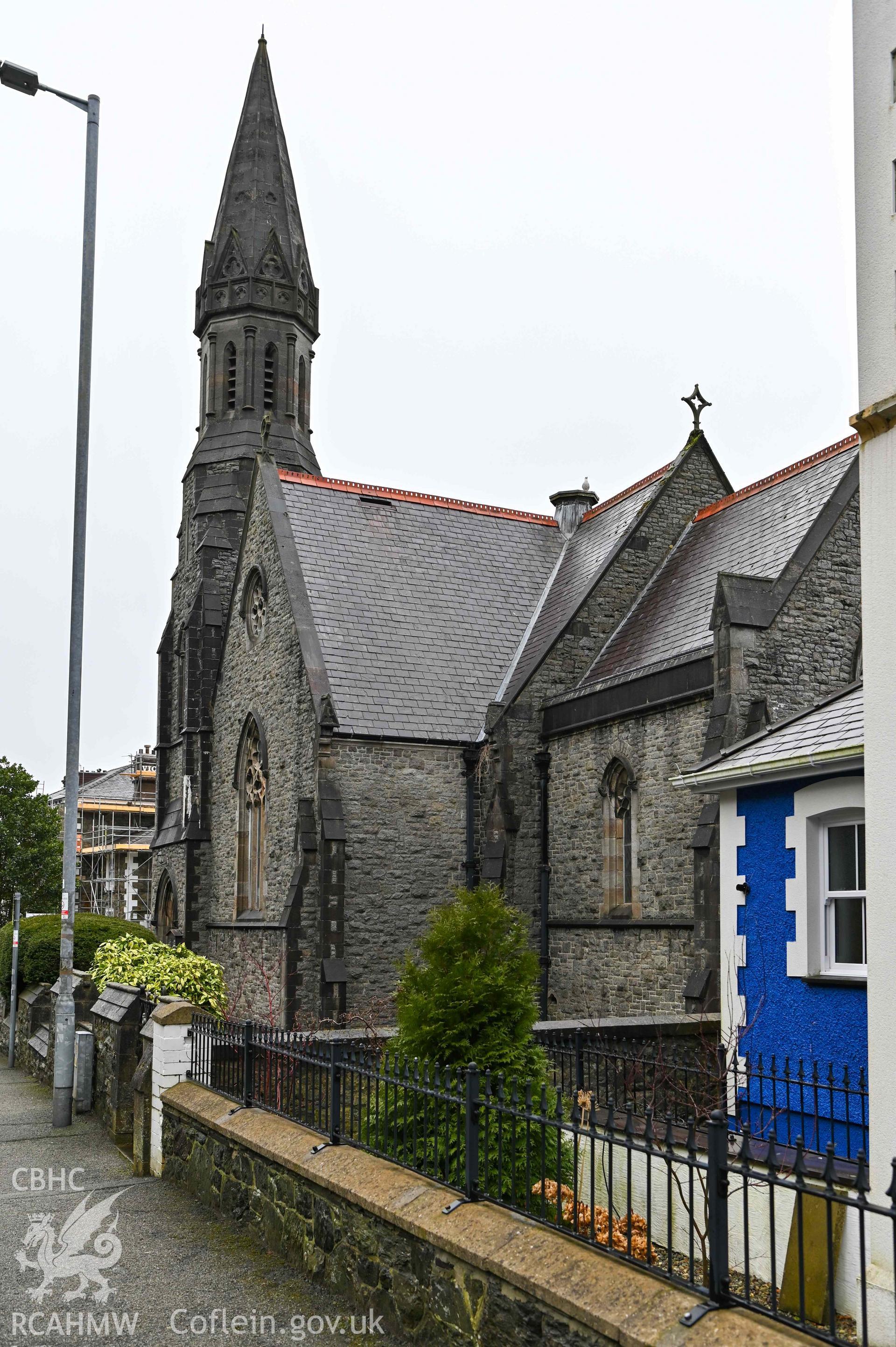 English Presbyterian Church - Side angle view of the front of the church, taken from South-West