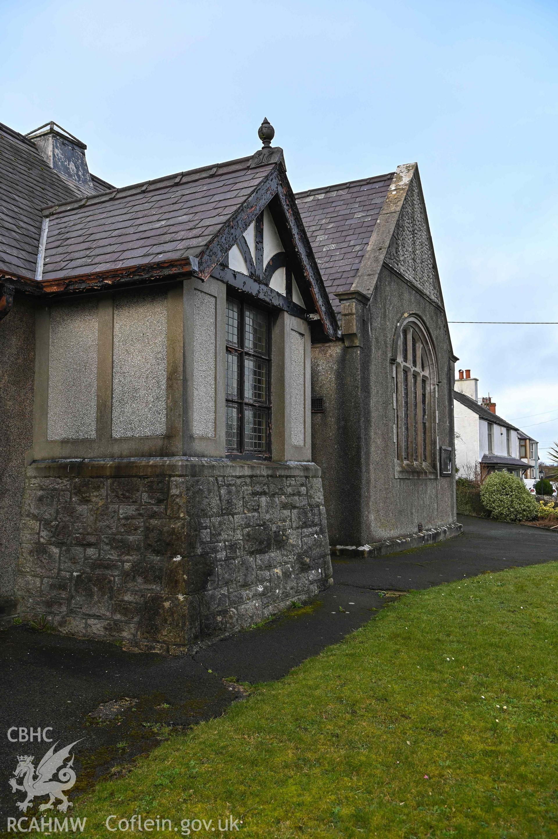 Benllech Welsh Calvinistic Methodist - Side view of the front of the chapel, taken from South-East
