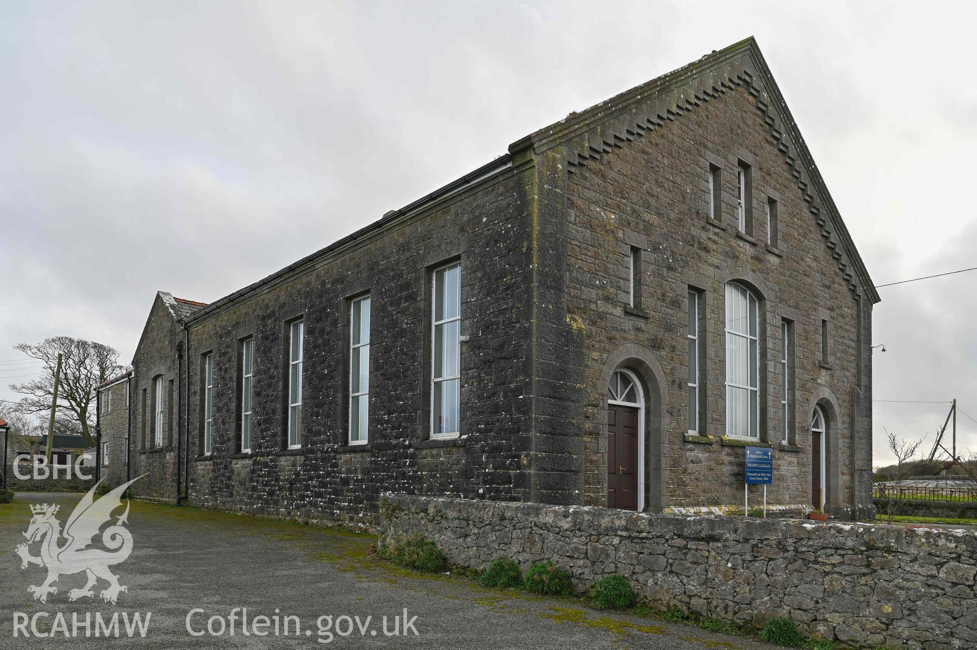 Paradwys Chapel - View of the front and side of the chapel, taken from North