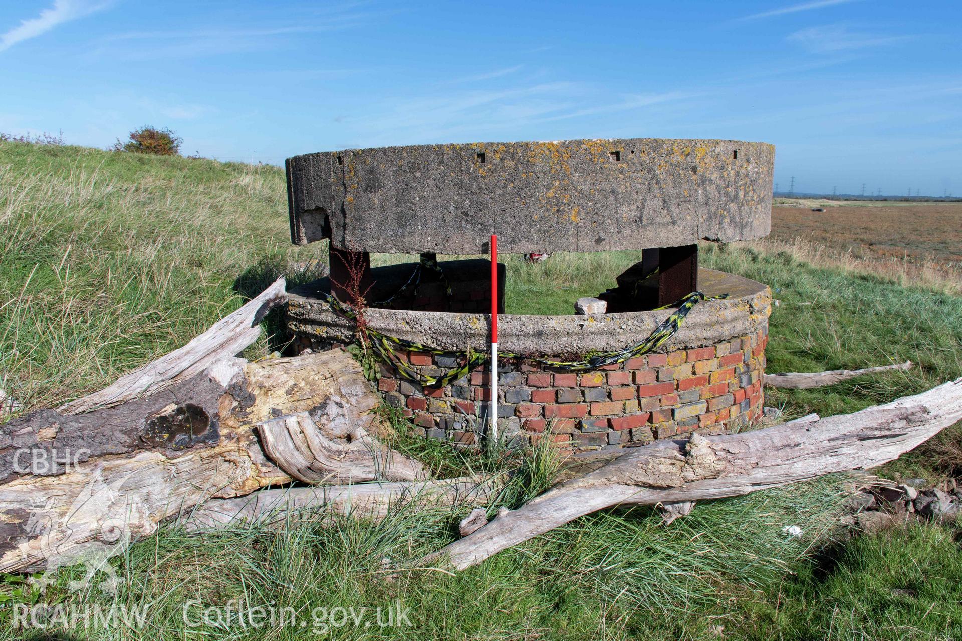Coastal Observation Post, Undy. Detail showing west face of structure with scale, taken 11 October 2022