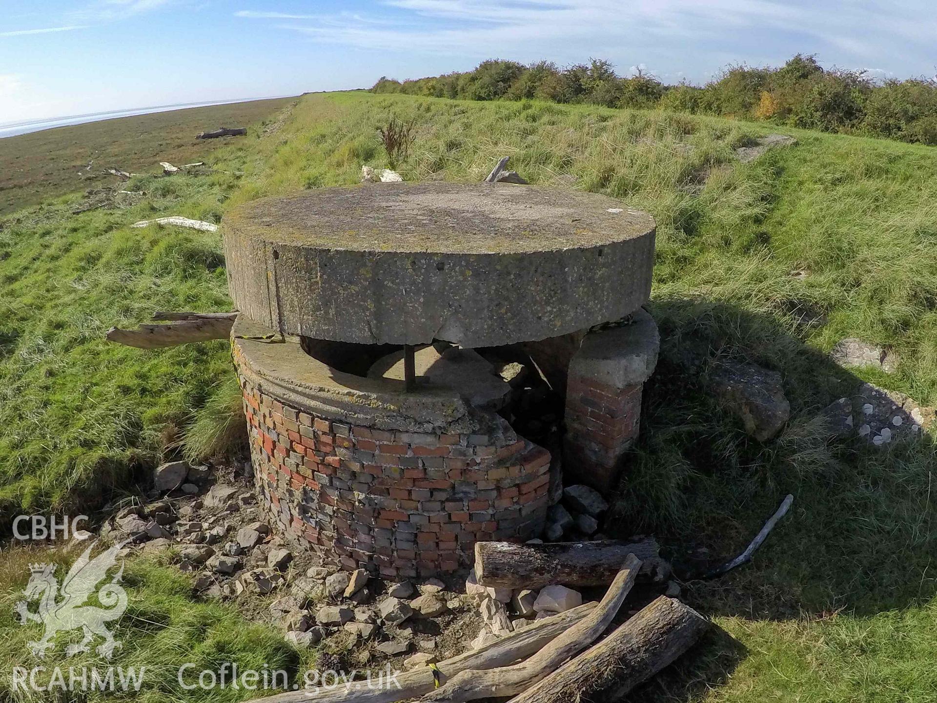 Coastal Observation Post, Undy. Raised view showing south and east face of structure, taken 11 October 2022