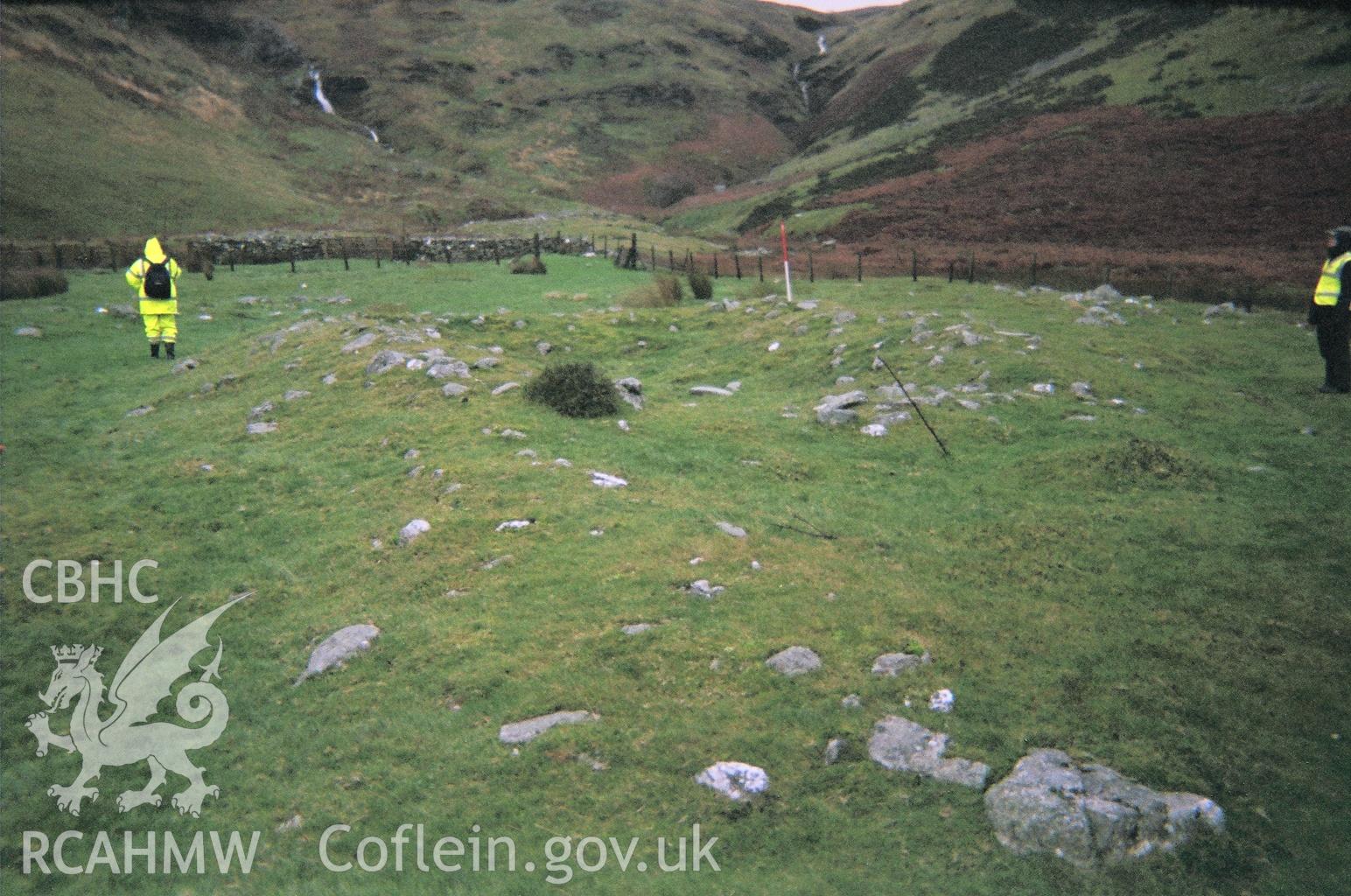 Digital colour photograph of Nant y Llyn building platform II taken on 06/12/2006 by B. Britton during the Berwyn North East Upland Survey by Archaeophysica.