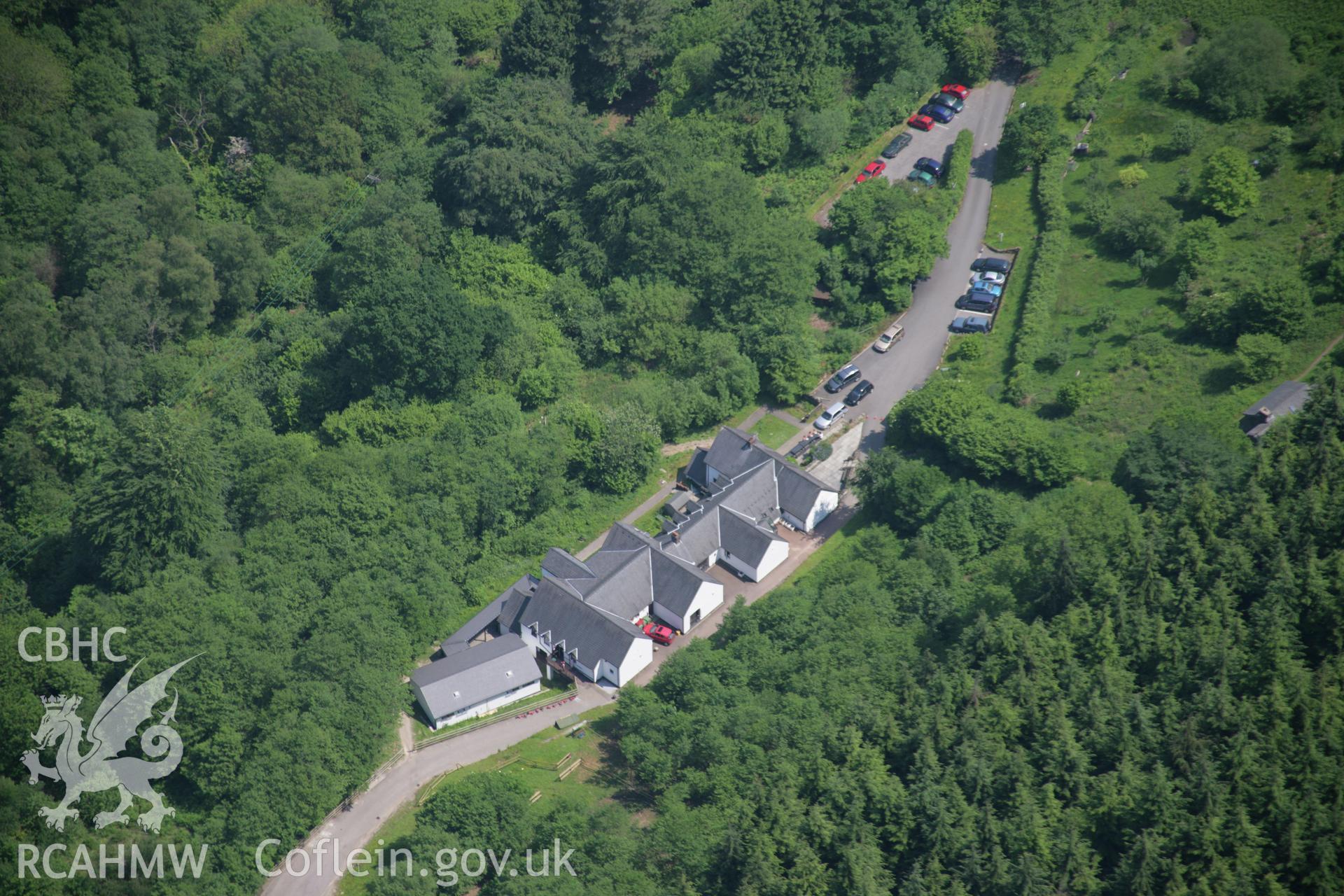 RCAHMW colour oblique aerial photograph of Sirhowy Valley visitor centre, viewed from the south-west. Taken on 09 June 2006 by Toby Driver