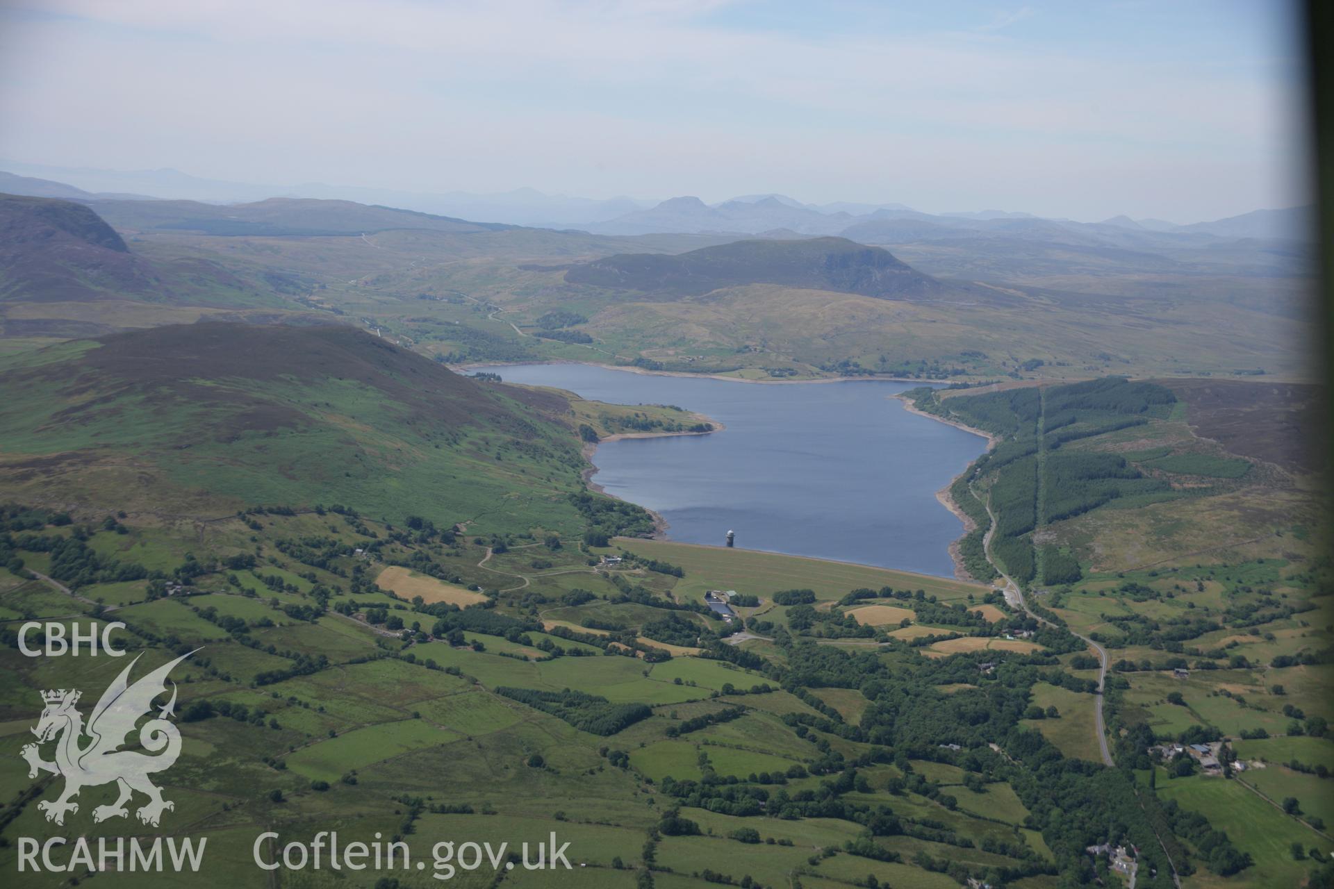 RCAHMW colour oblique aerial photograph of Llyn Celyn, Tryweryn Valley. Taken on 25 July 2006 by Toby Driver.
