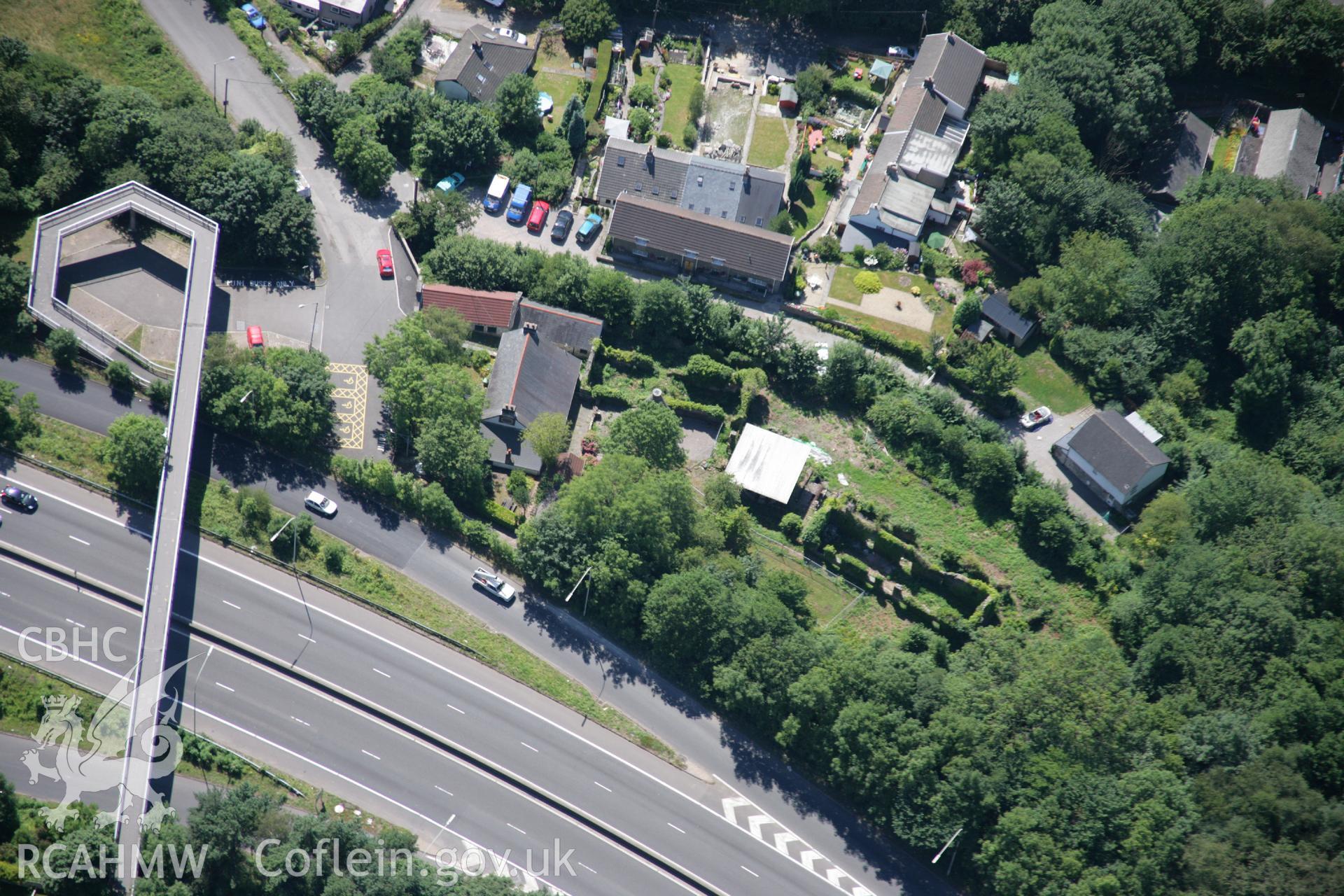 RCAHMW colour oblique aerial photograph of Nantgarw Pottery, Taff's Well. Taken on 24 July 2006 by Toby Driver.