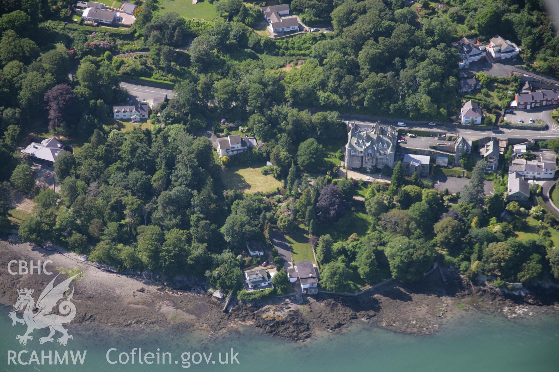 RCAHMW colour oblique aerial photograph of Rhianfa Garden, Menai Bridge, from the south-east. Taken on 14 June 2006 by Toby Driver.