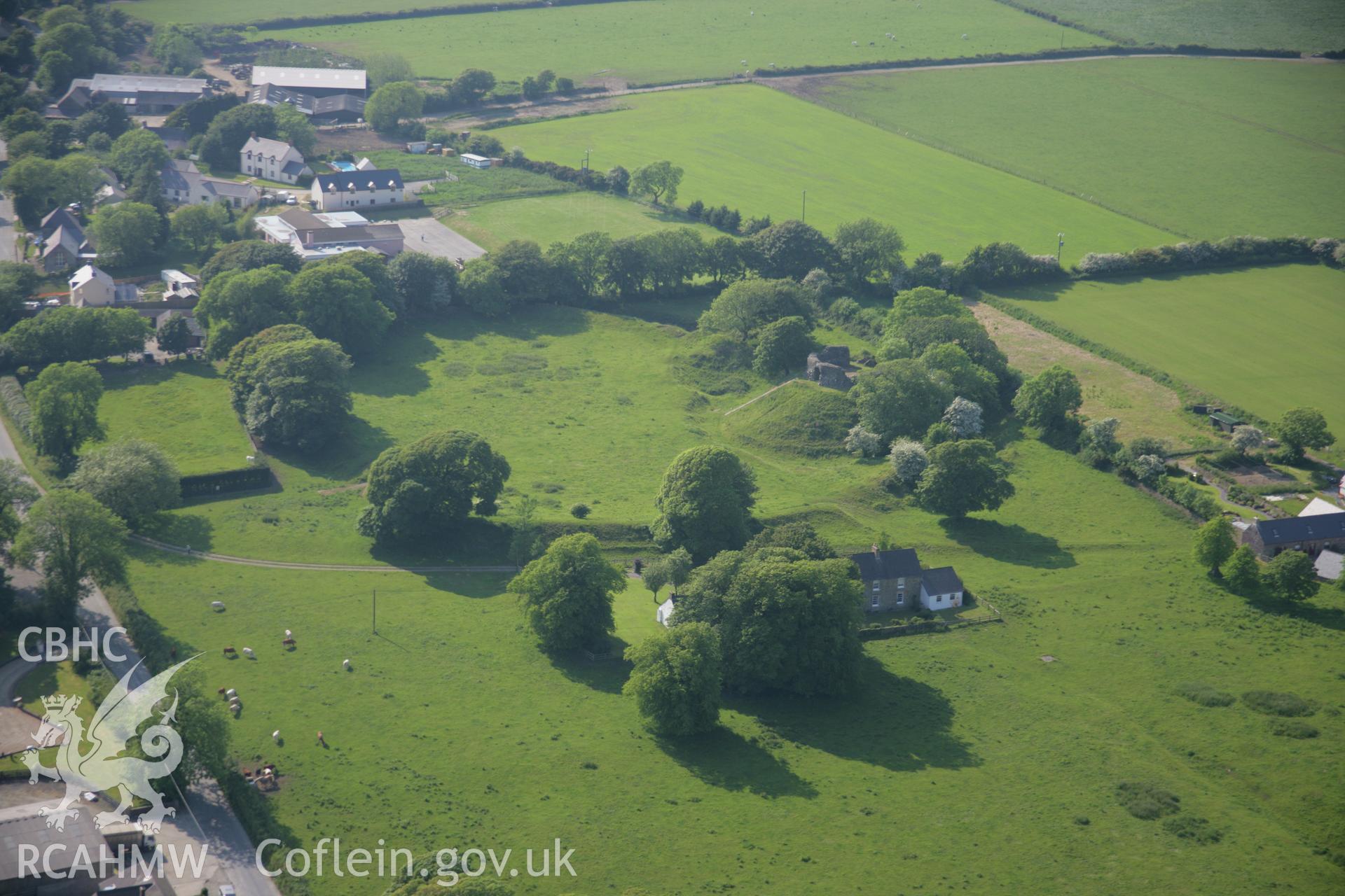 RCAHMW colour oblique aerial photograph of Wiston Castle from the east. Taken on 08 June 2006 by Toby Driver.