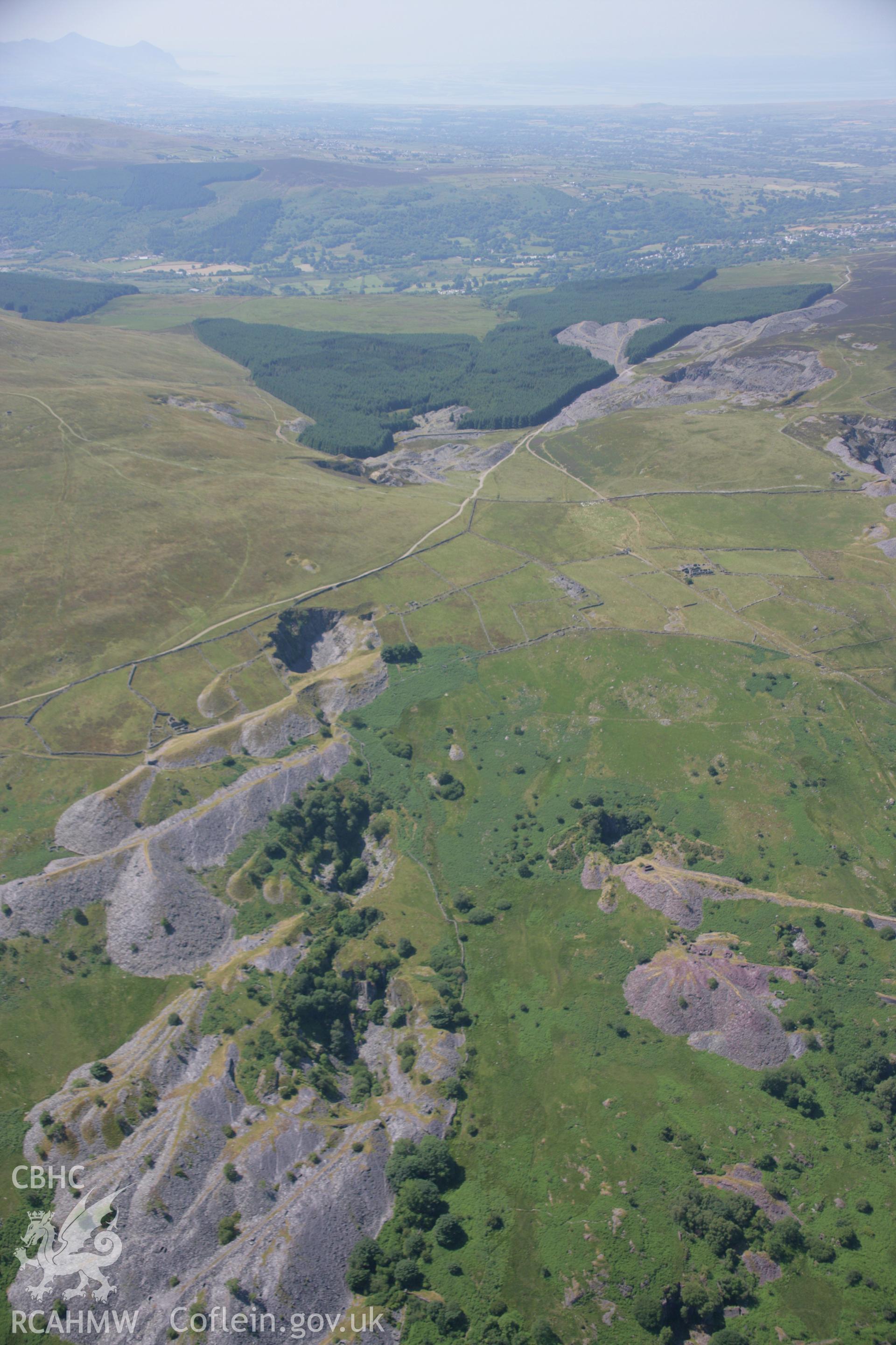 RCAHMW colour oblique aerial photograph of Chwarel Bwlch-y-Groes Slate Quarry. Taken on 18 July 2006 by Toby Driver.