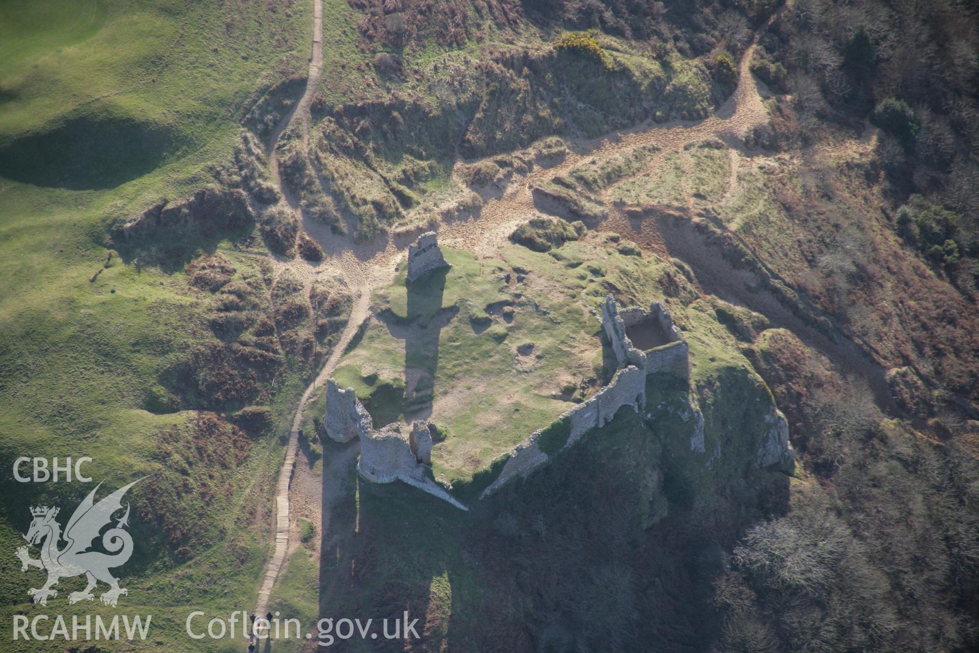 RCAHMW colour oblique aerial photograph of Pennard Castle, viewed from the north. Taken on 26 January 2006 by Toby Driver.