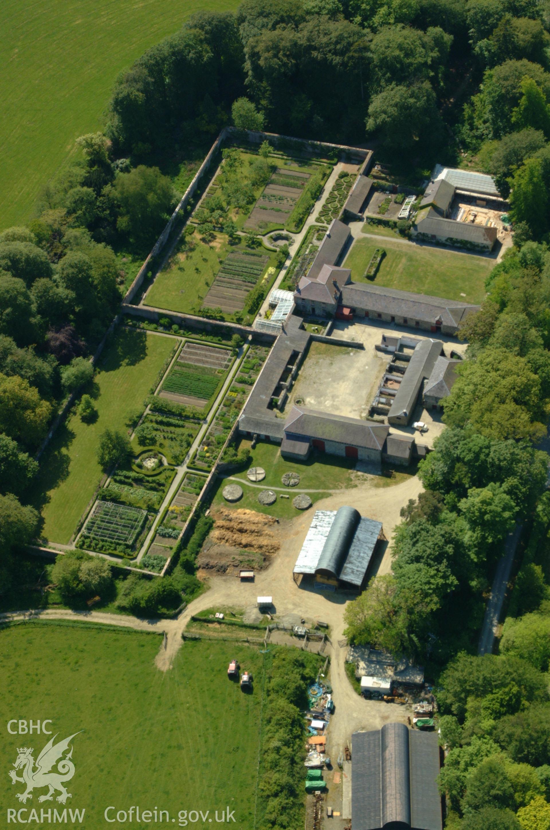 RCAHMW colour oblique aerial photograph of Llanaeron Garden taken on 24/05/2004 by Toby Driver