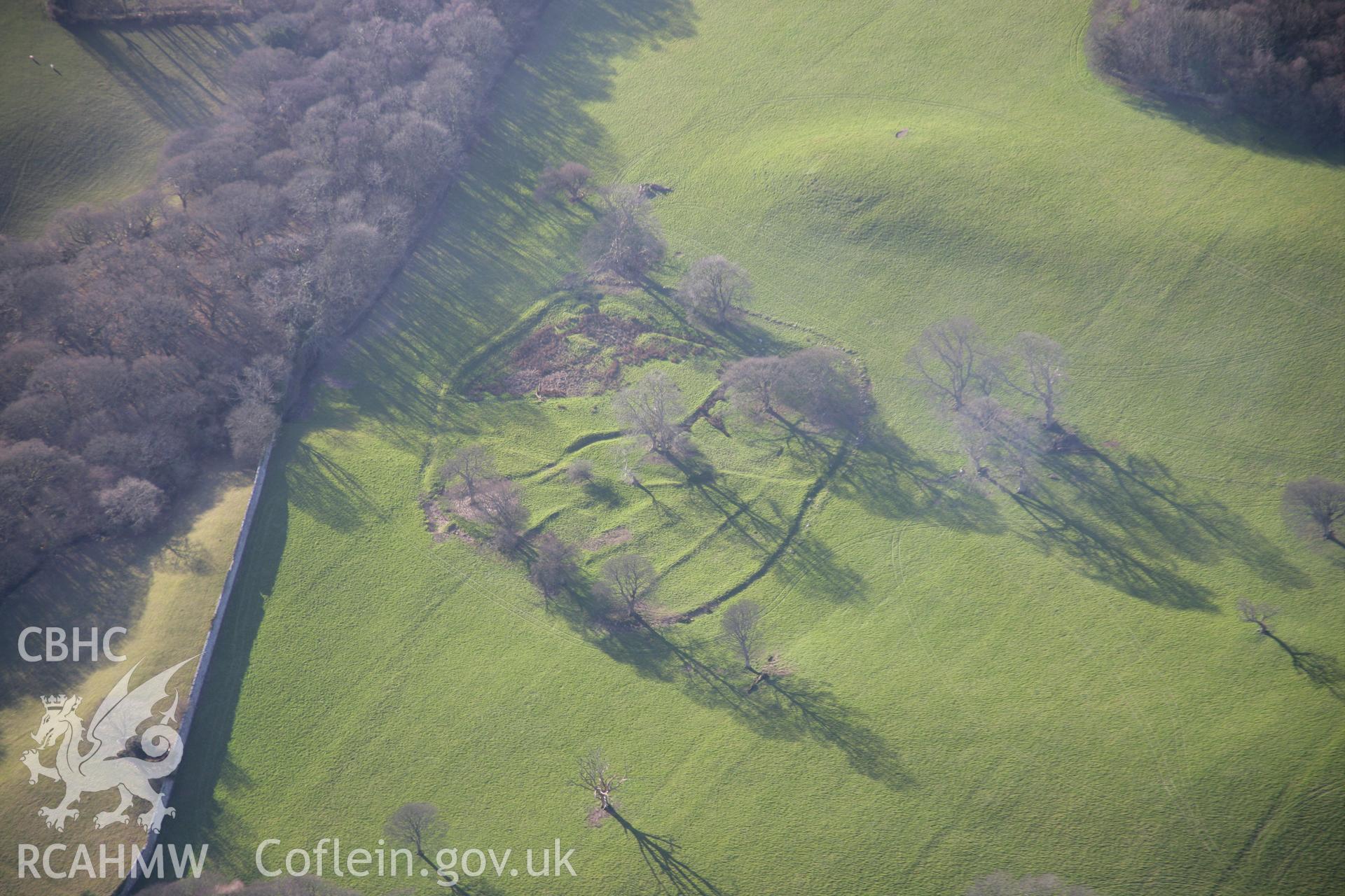 RCAHMW colour oblique aerial photograph of a deserted farm north of Penbryn Mawr viewed from the east. Taken on 09 February 2006 by Toby Driver.