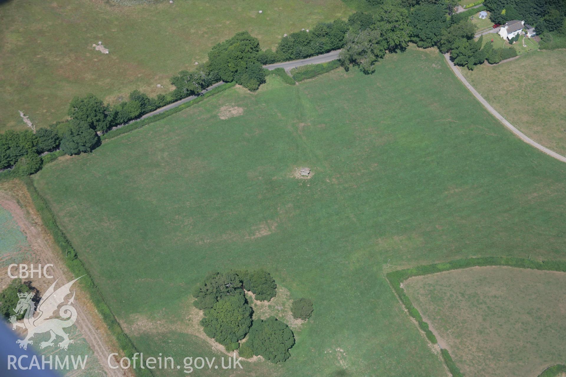 RCAHMW colour oblique aerial photograph of St Lythans Chambered Long Cairn, Maesyfelin. Taken on 24 July 2006 by Toby Driver.