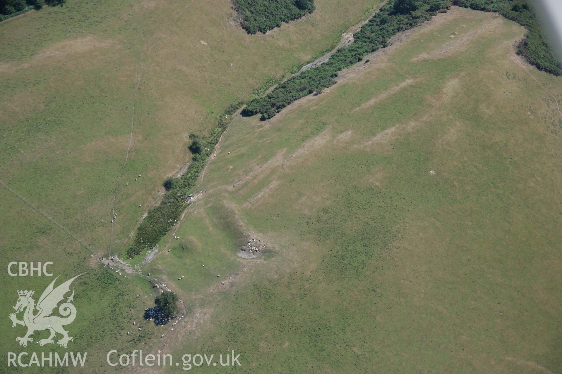 RCAHMW colour oblique aerial photograph of Pen'r-Allt Hillfort, Llanidloes. Taken on 17 July 2006 by Toby Driver.