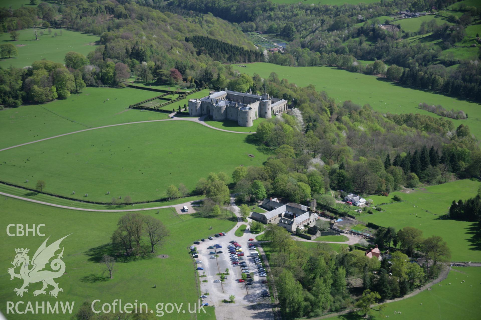 RCAHMW digital colour oblique photograph of the garden at Chirk Castle from the north-west. Taken on 05/05/2006 by T.G. Driver.