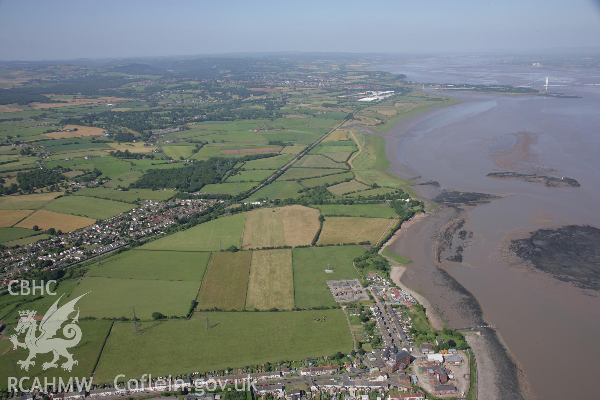 RCAHMW colour oblique aerial photograph of Black Rock Roman Ferry Site, Portskewett. Taken on 13 July 2006 by Toby Driver.