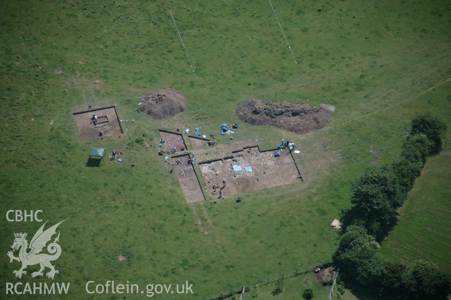 RCAHMW colour oblique photograph of Llanmaes prehistoric settlement excavation. Taken by Toby Driver on 29/06/2006.