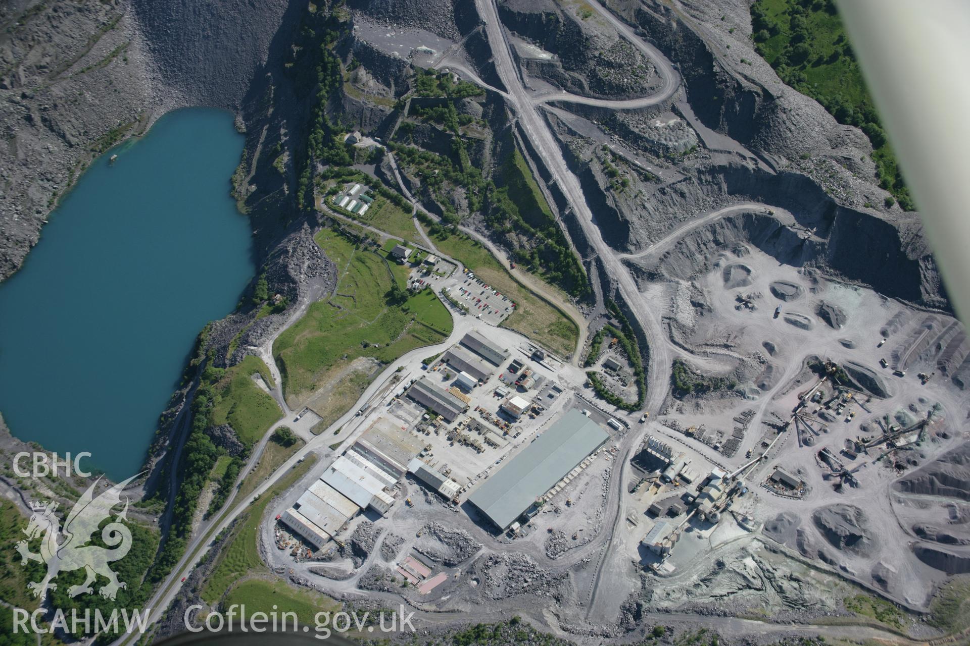 RCAHMW colour oblique aerial photograph of Penrhyn Slate Quarry Office, viewed from the north-east. Taken on 14 June 2006 by Toby Driver.