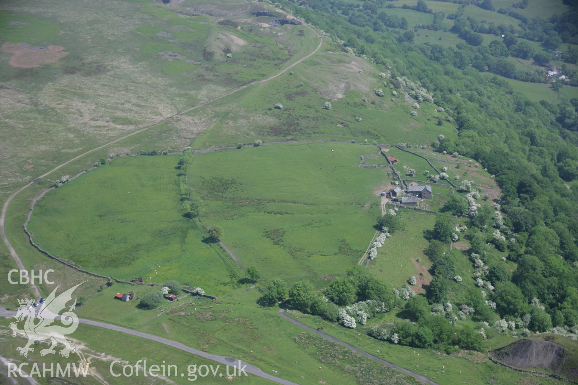 RCAHMW colour oblique aerial photograph of Hill's Tramroad between Pwll Du and Tyla Quarries from the south. Taken on 09 June 2006 by Toby Driver.