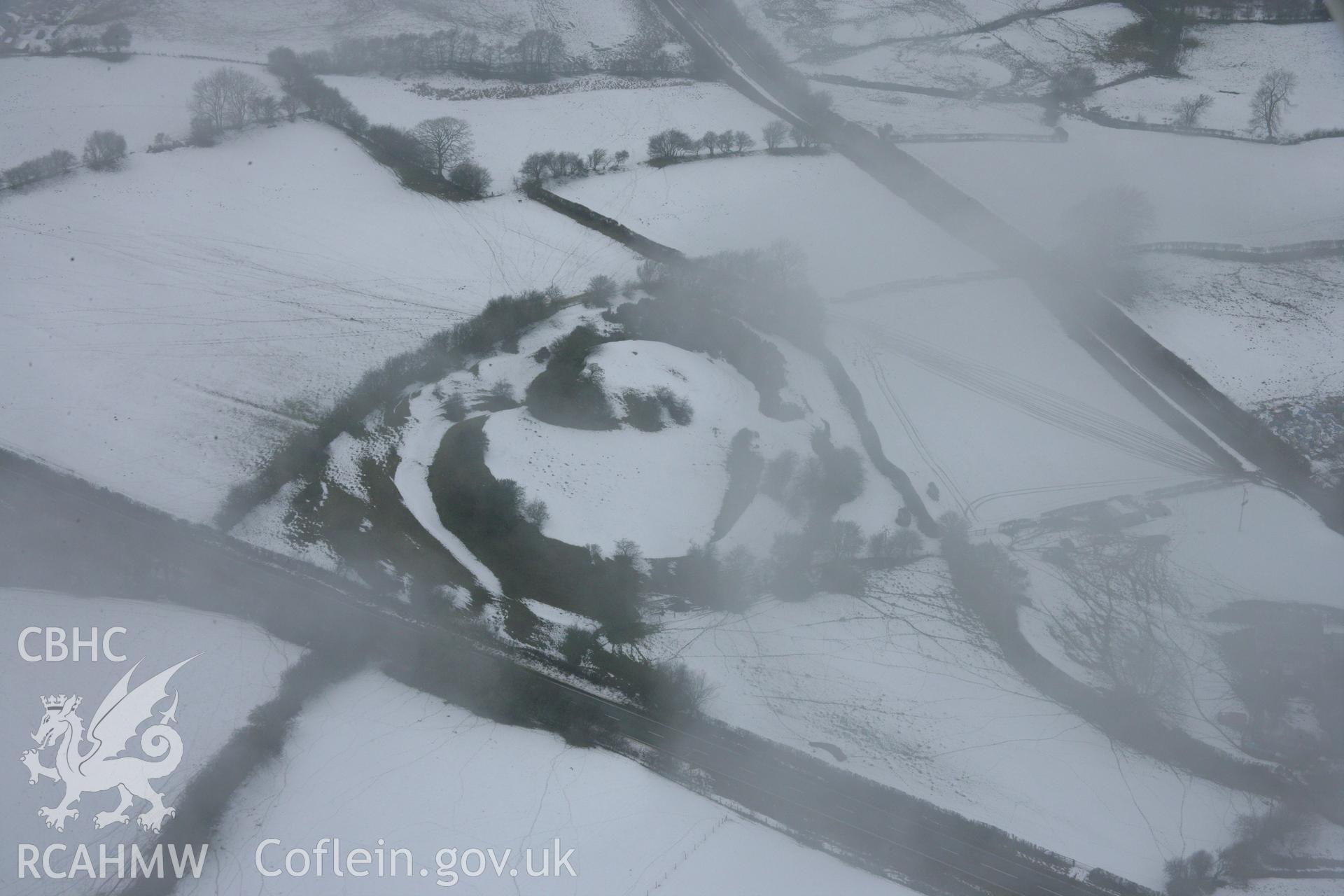 RCAHMW colour oblique aerial photograph of Tomen-y-Rhodwydd from the south-east. Taken on 06 March 2006 by Toby Driver.